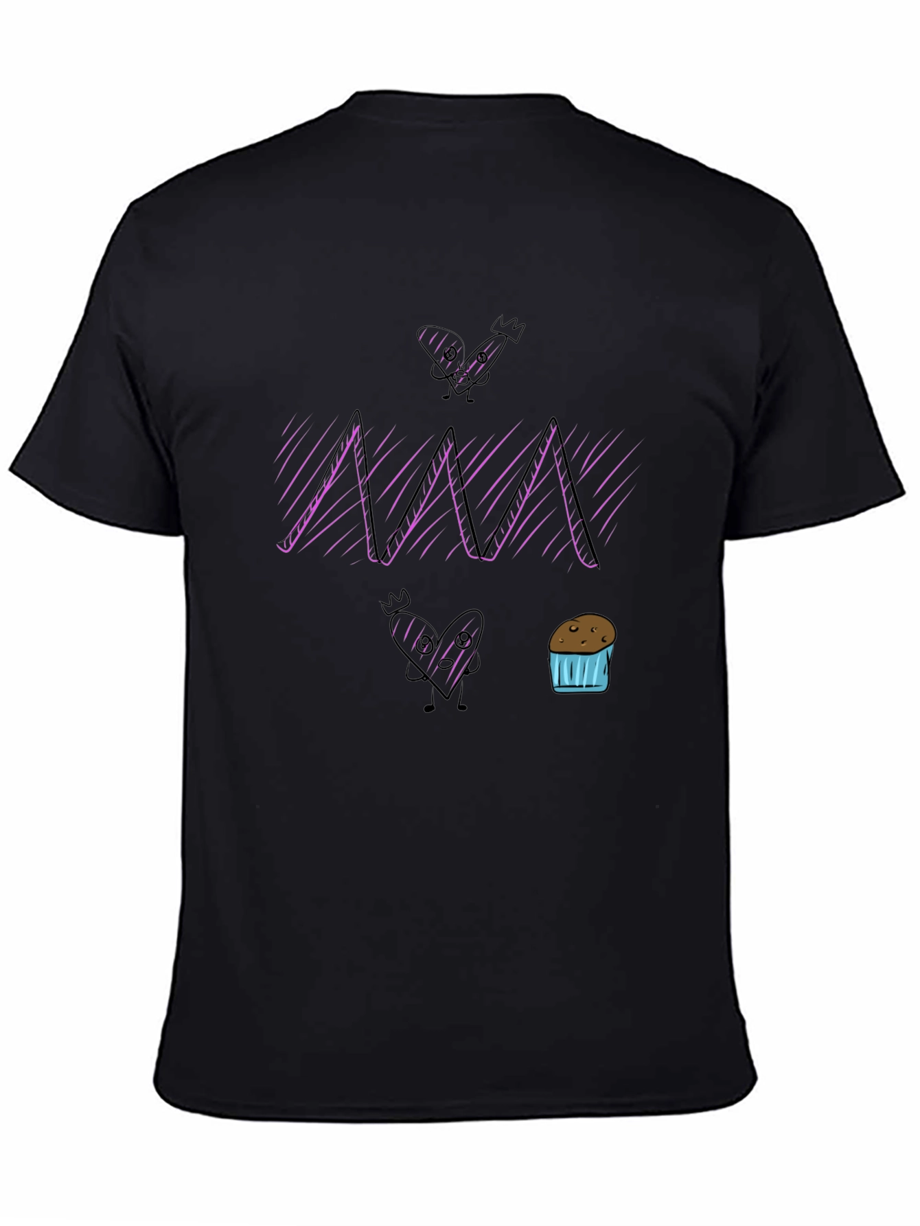 Fun Cartoon Graphic Print Black T-Shirt