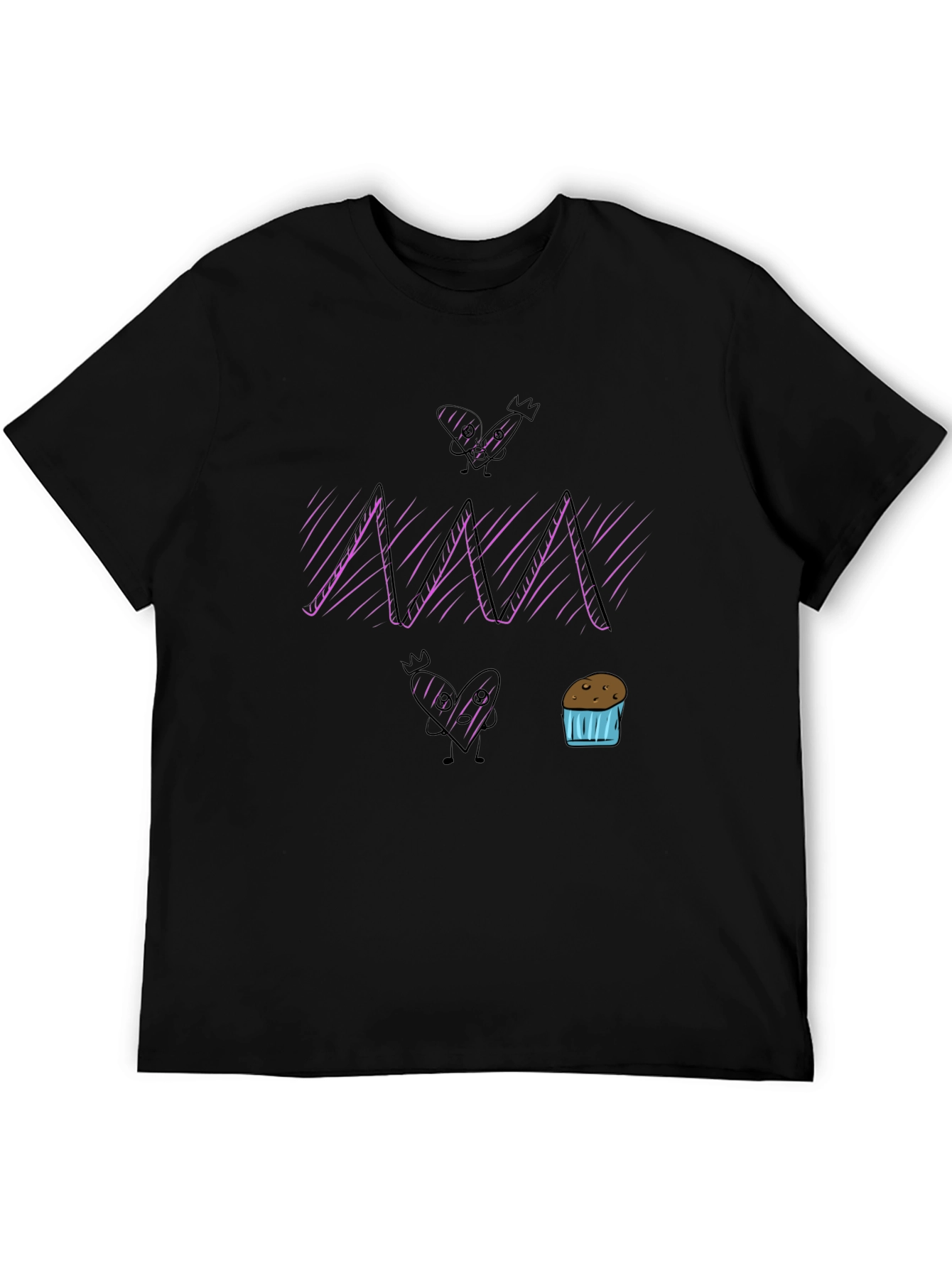 Fun Cartoon Graphic Print Black T-Shirt