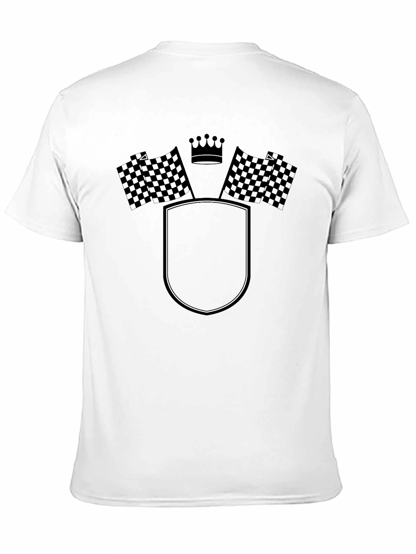 Checkered Flag Crown Shield Graphic T-Shirt - Black