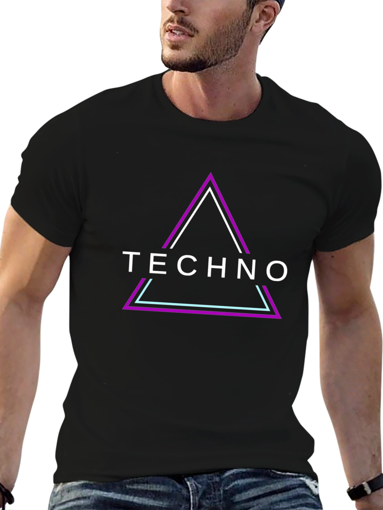 Techno Triangle Graphic Tee - Black