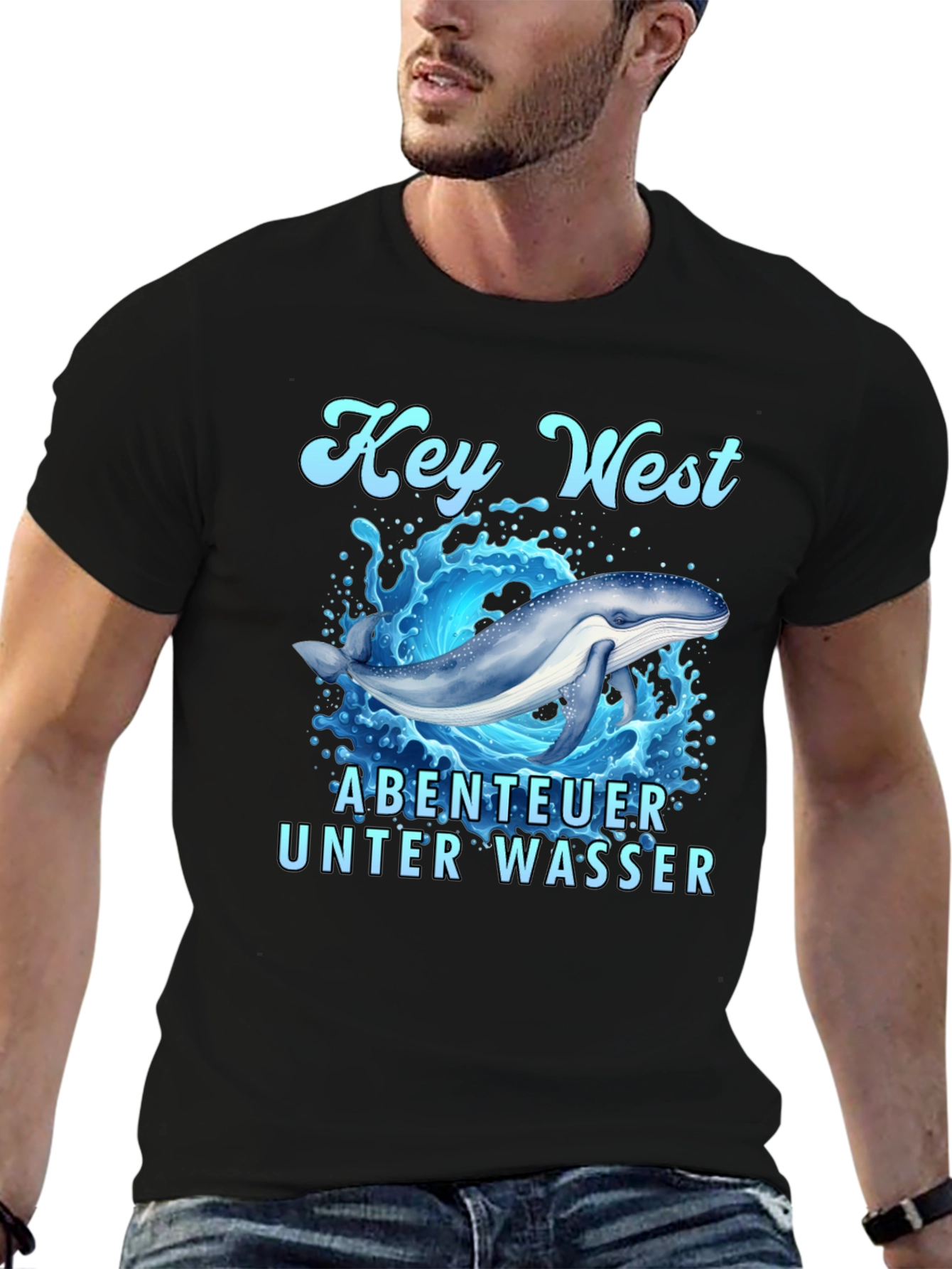 Key West Whale Adventure Black T-Shirt