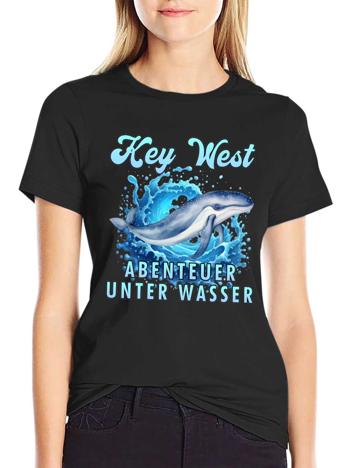 Key West Whale Adventure Black T-Shirt