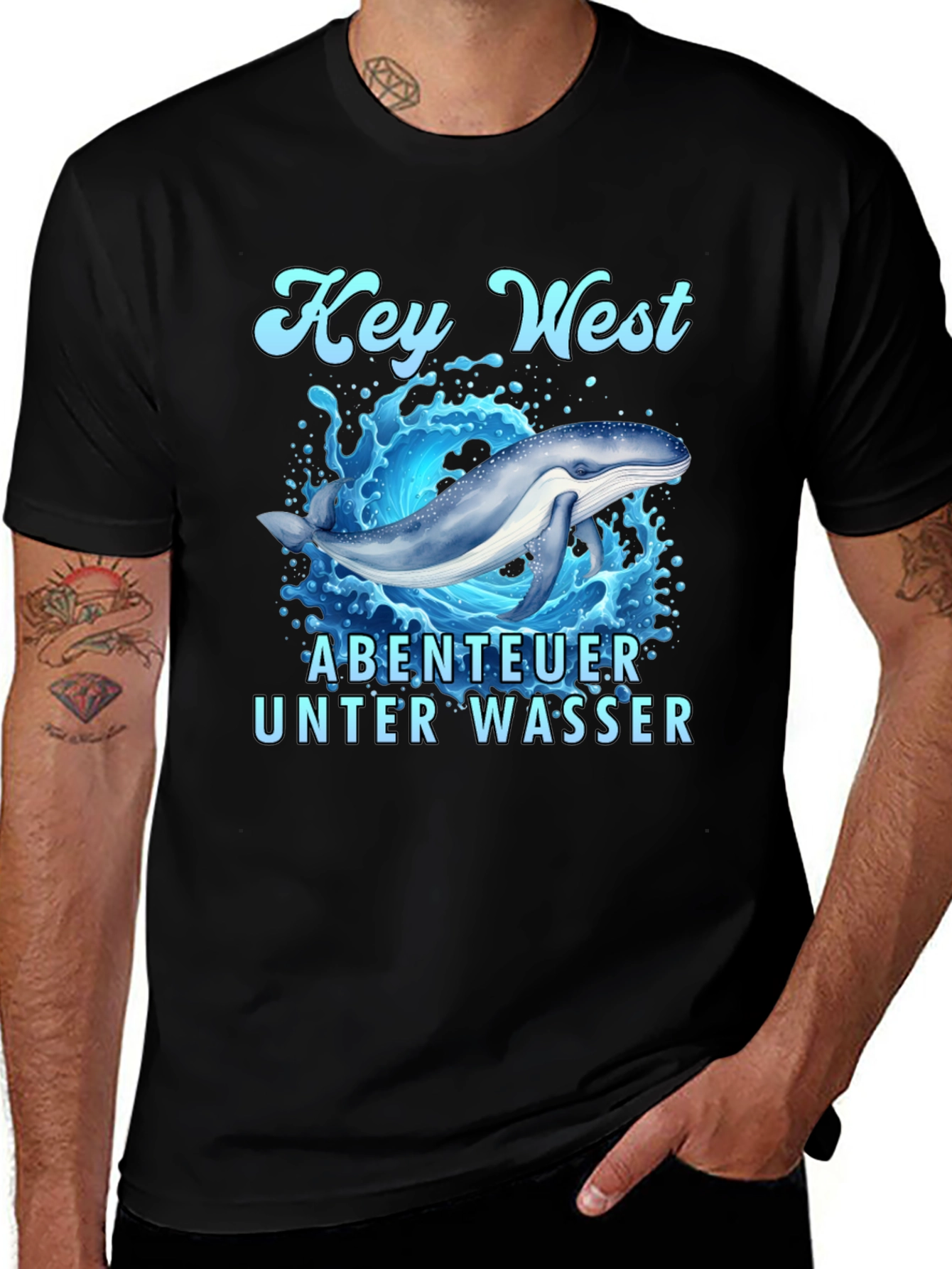 Key West Whale Adventure Black T-Shirt