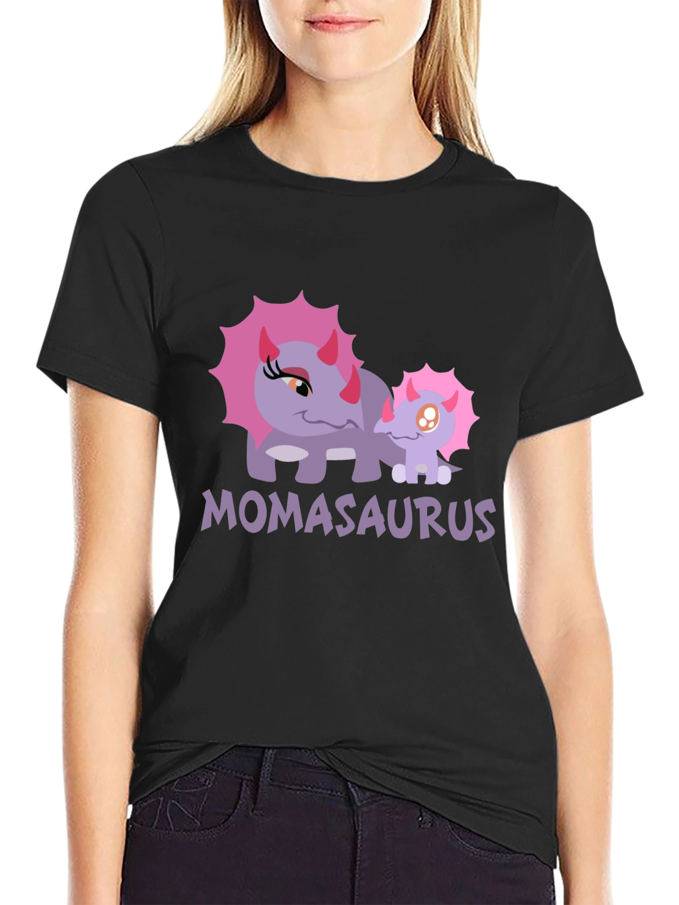 Momasaurus Graphic T-Shirt - Cute Dinosaur Mom Tee
