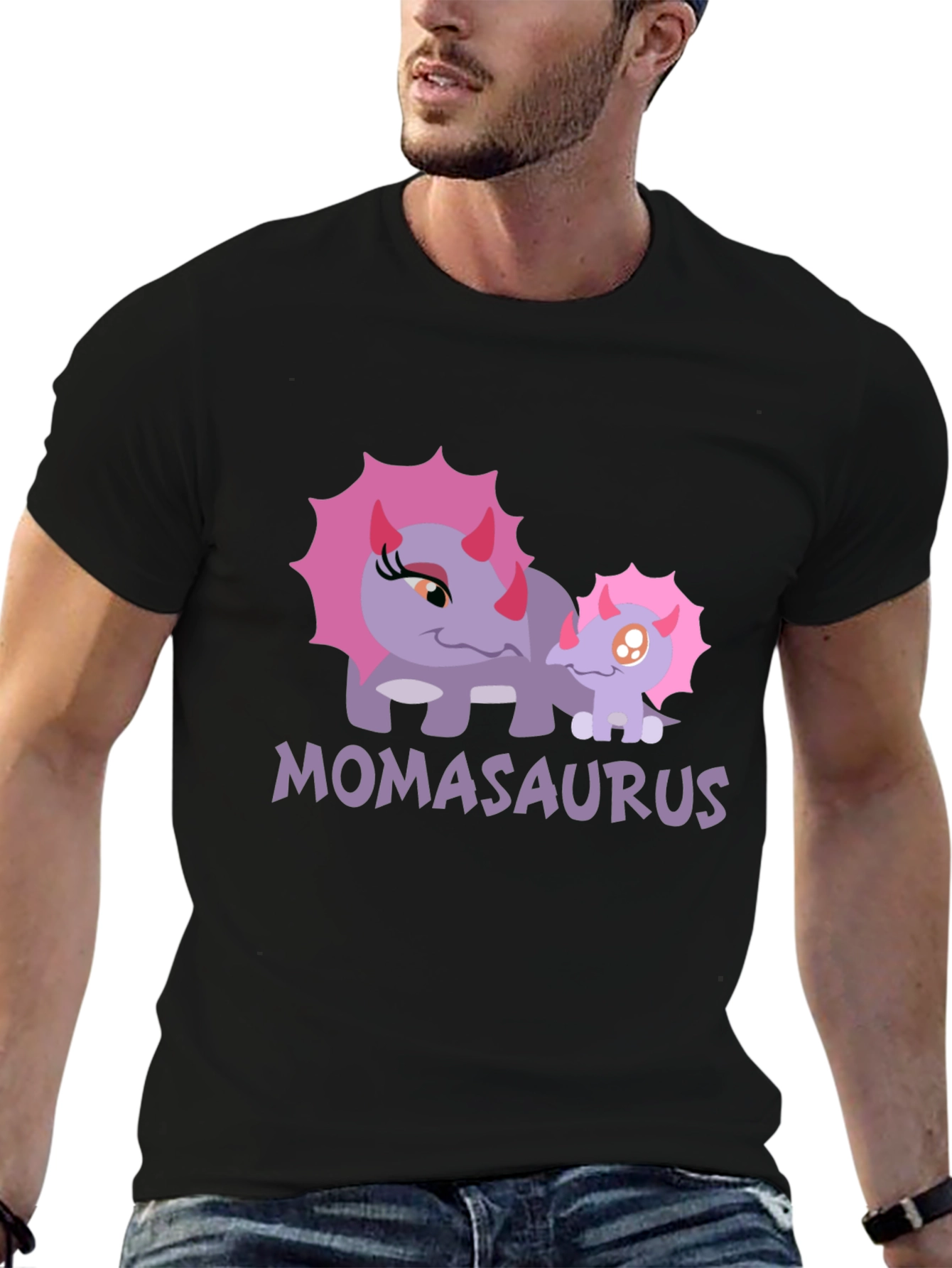 Momasaurus Graphic T-Shirt - Cute Dinosaur Mom Tee
