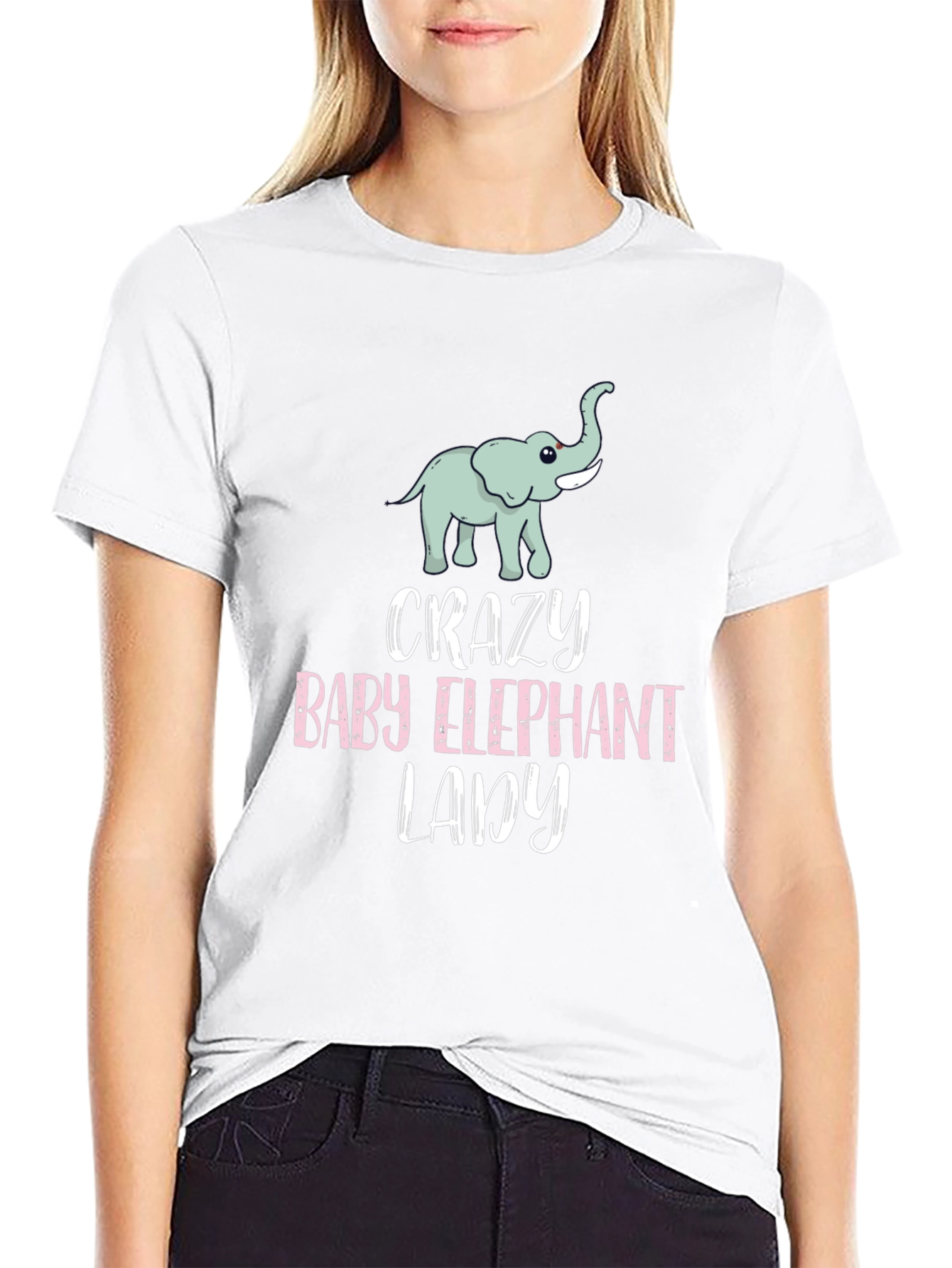 Crazy Baby Elephant Lady T-Shirt