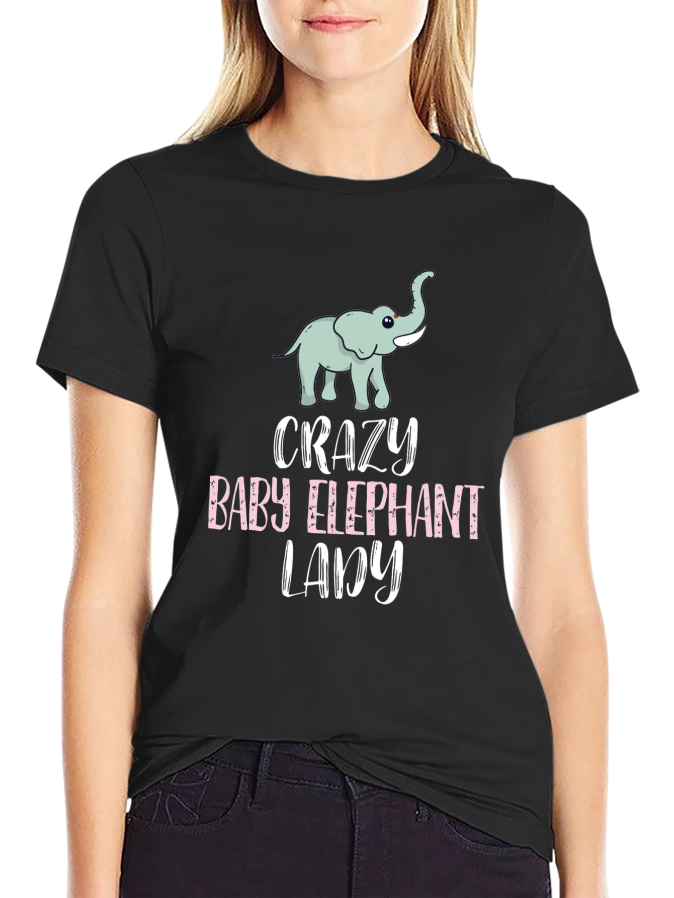 Crazy Baby Elephant Lady T-Shirt