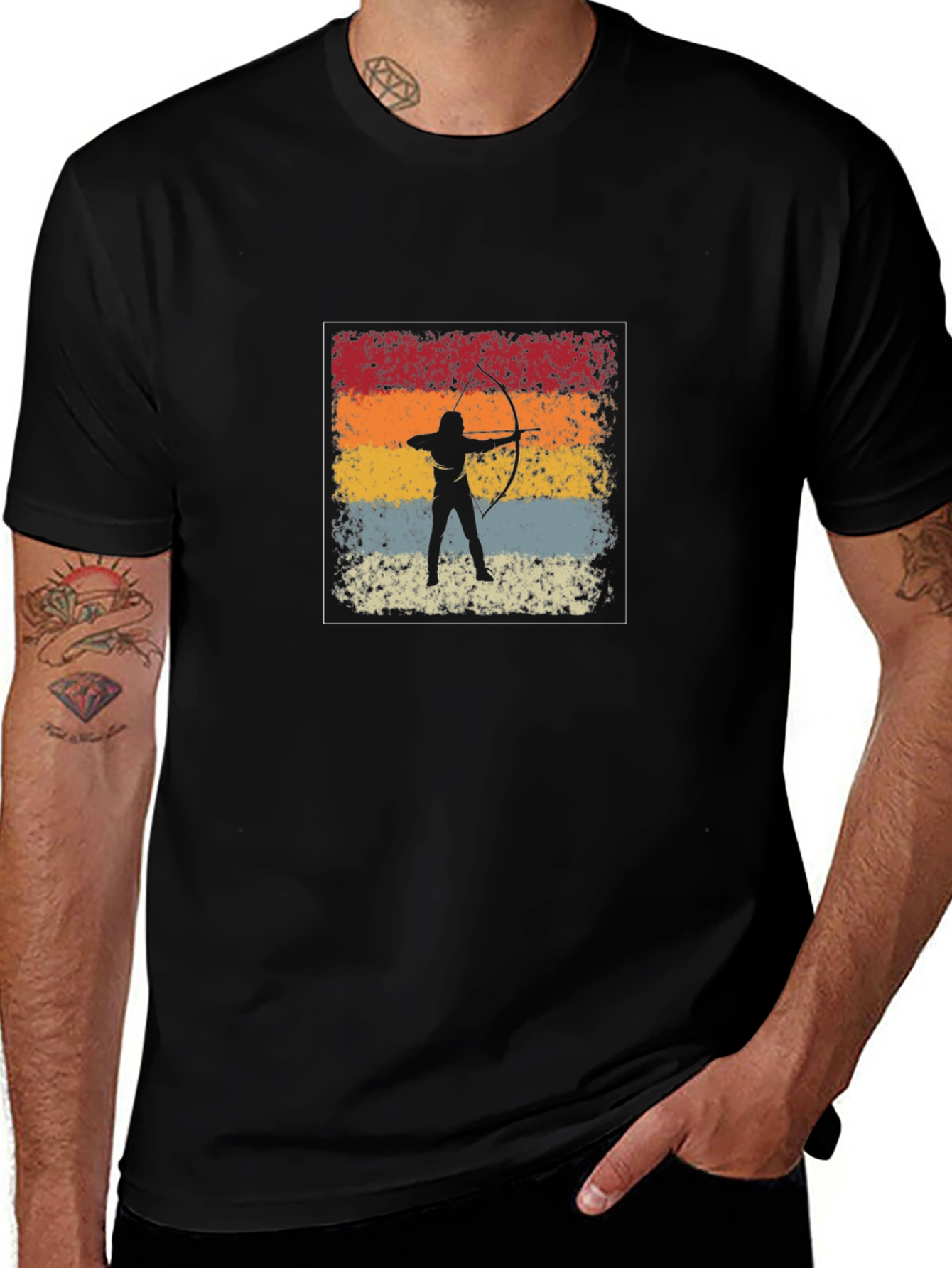 Archery Retro Style Black T-Shirt