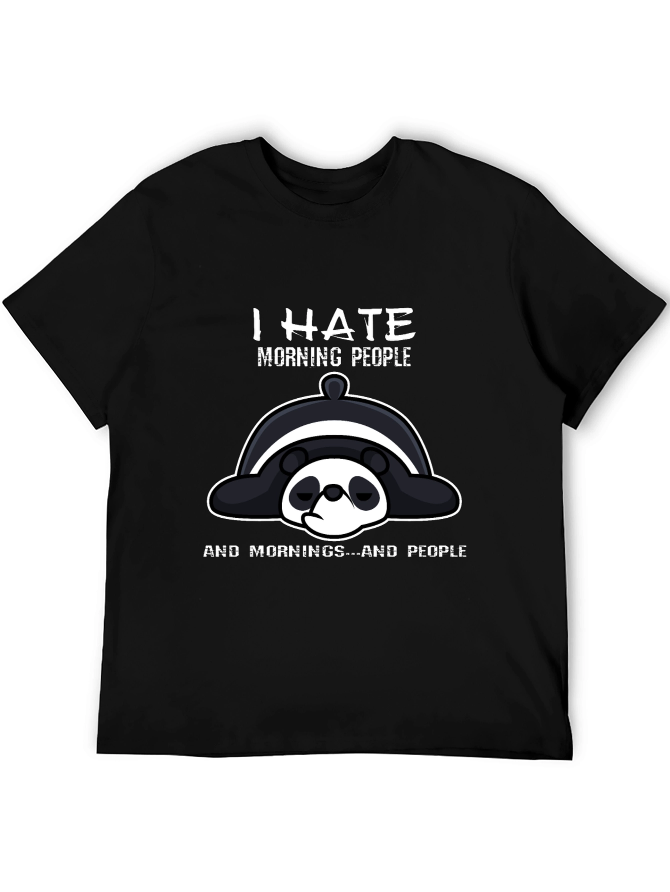 I Hate Morning People Panda Graphic T-Shirt