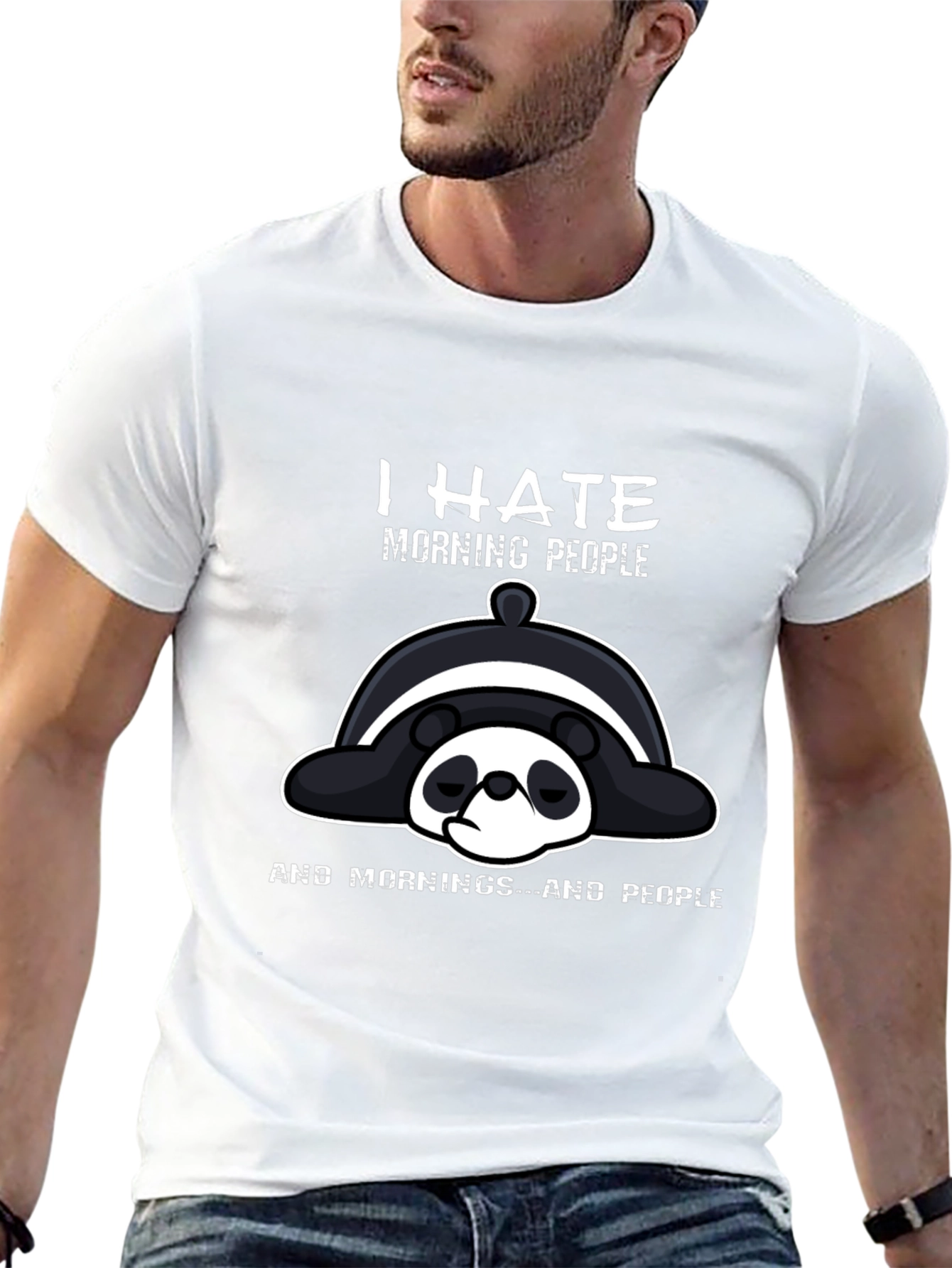 I Hate Morning People Panda Graphic T-Shirt