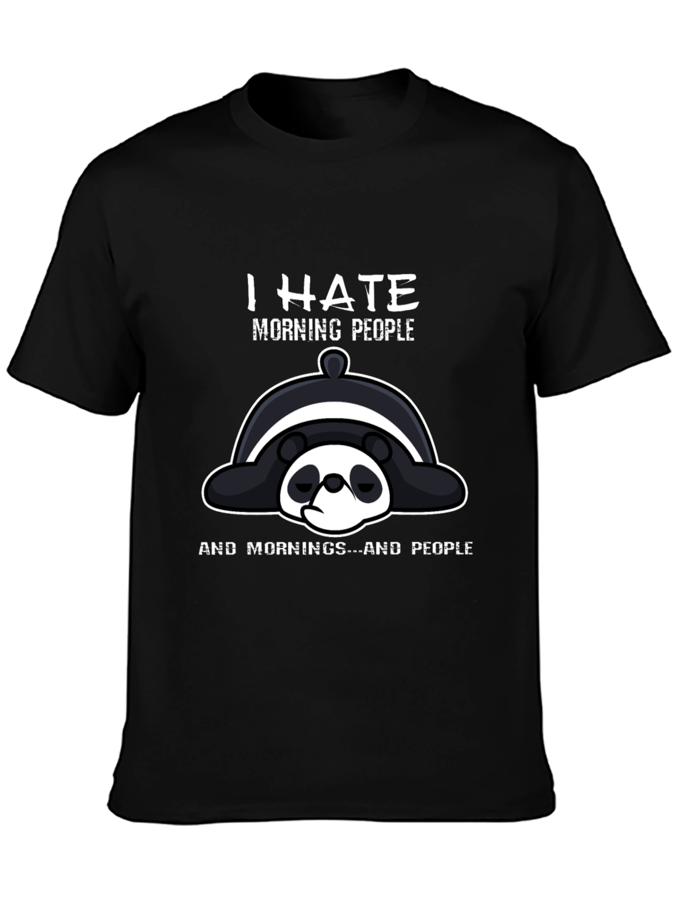 I Hate Morning People Panda Graphic T-Shirt