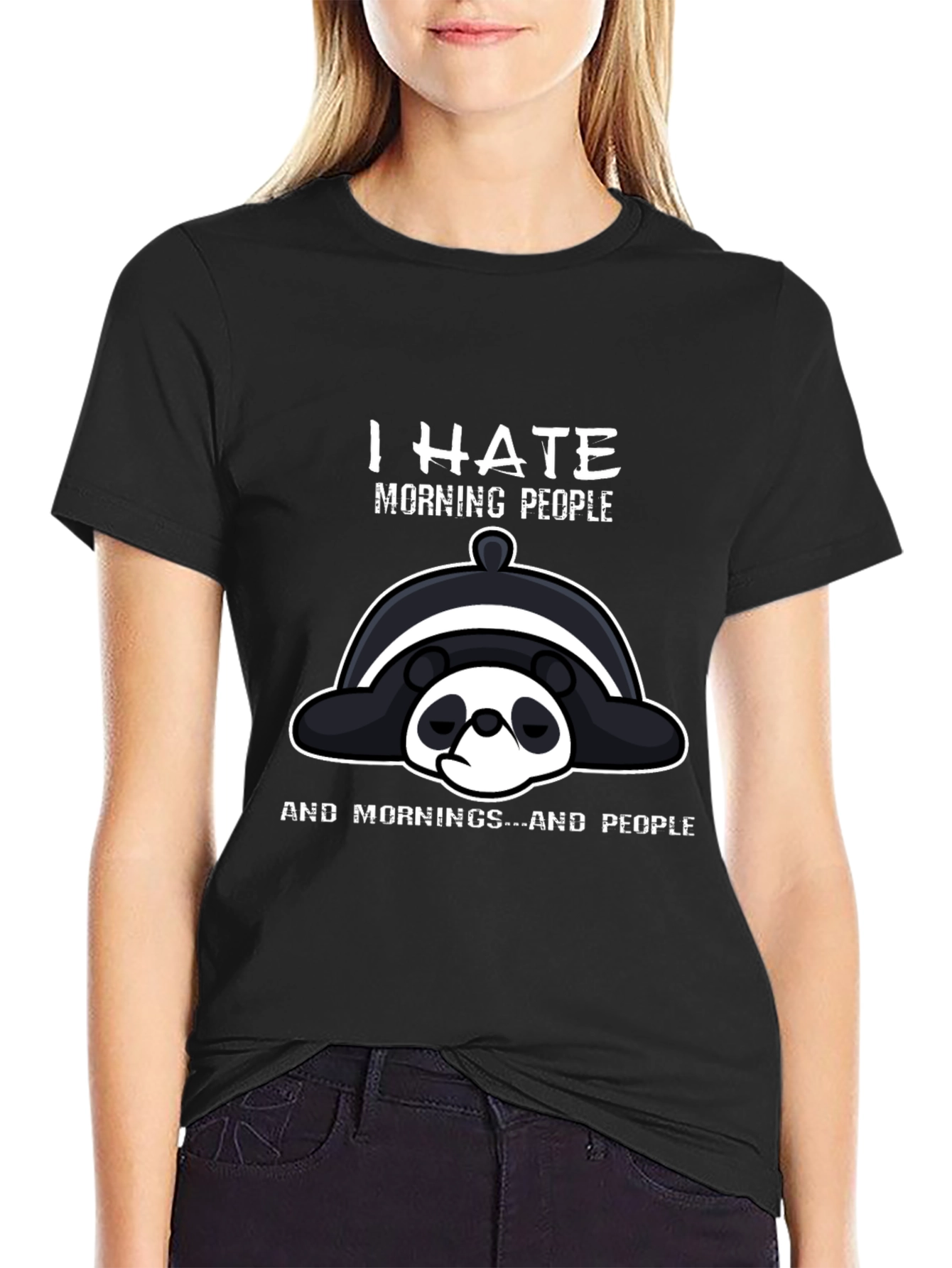 I Hate Morning People Panda Graphic T-Shirt