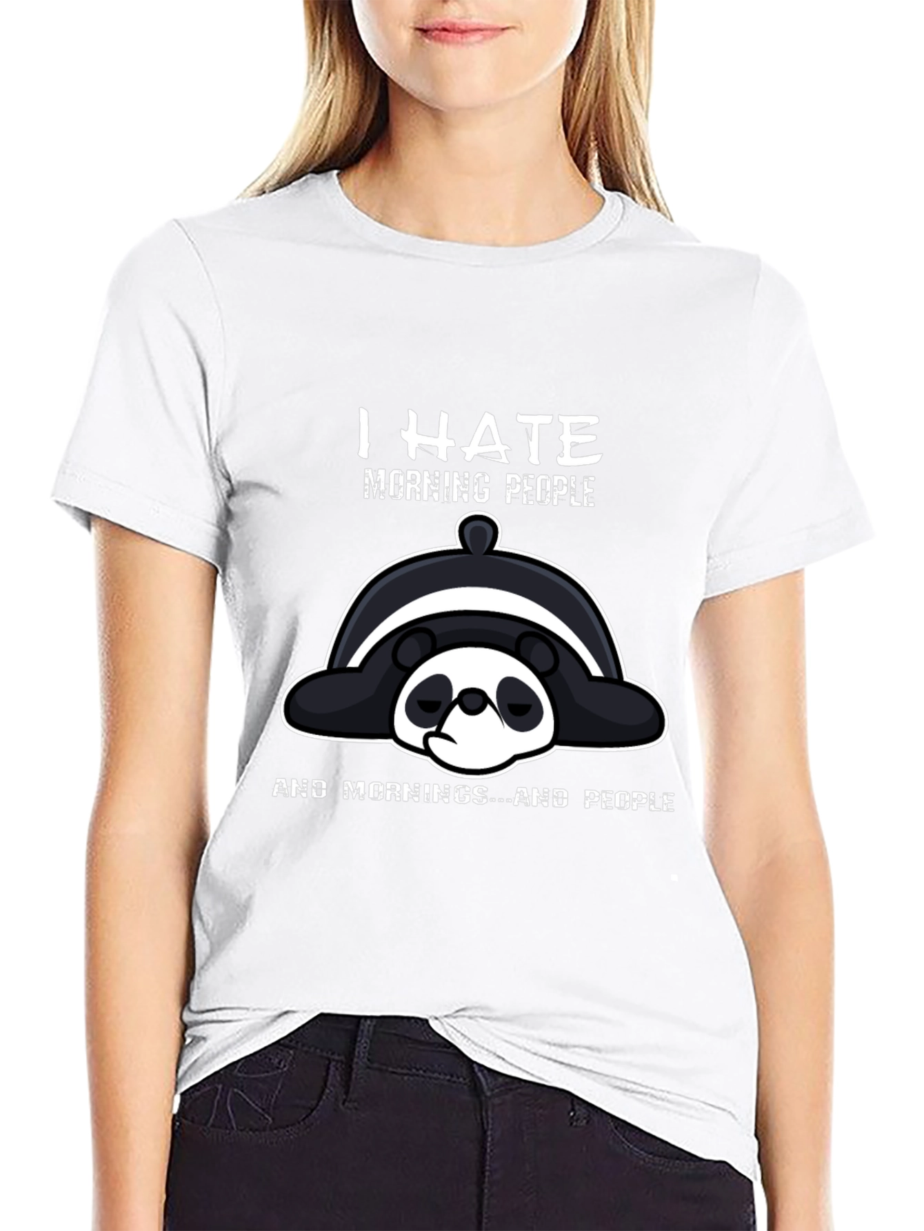 I Hate Morning People Panda Graphic T-Shirt