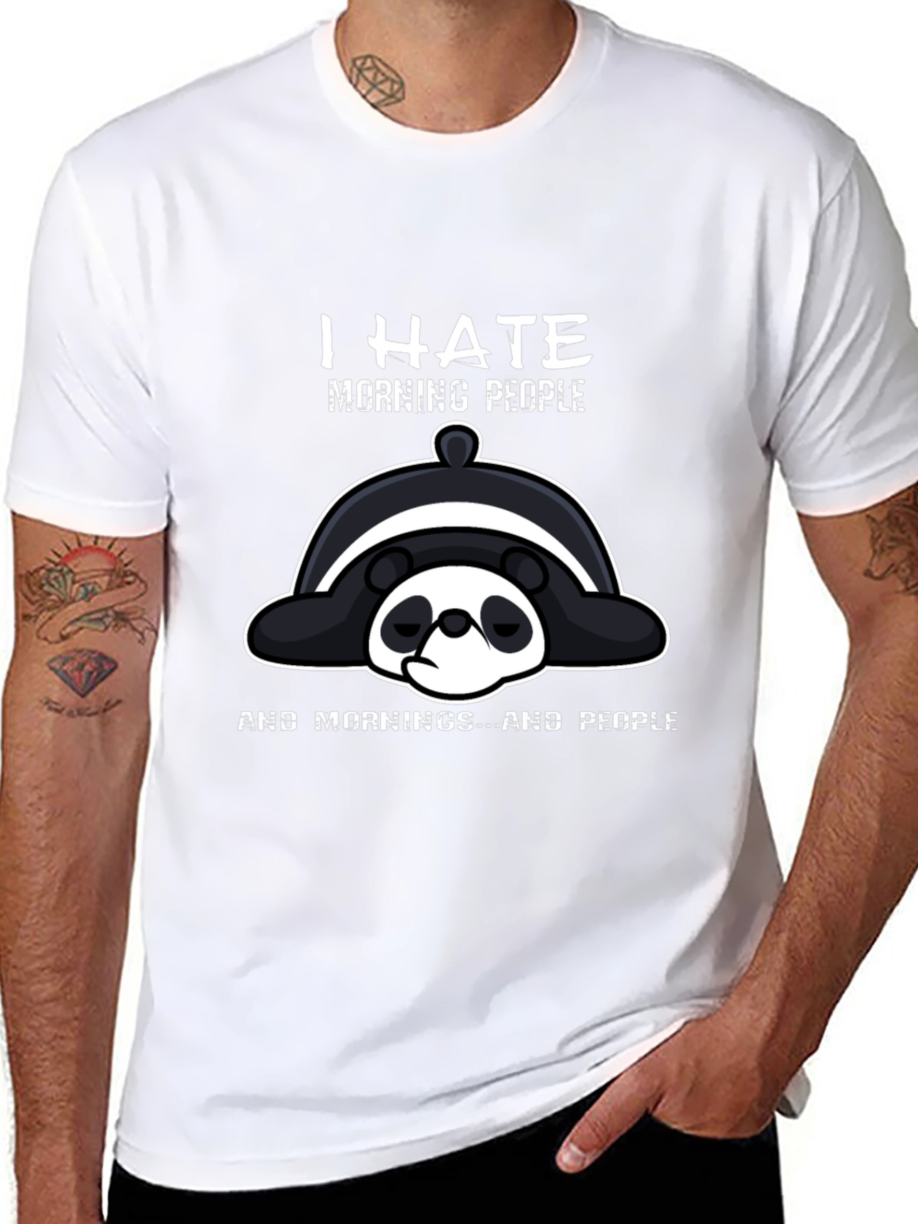 I Hate Morning People Panda Graphic T-Shirt