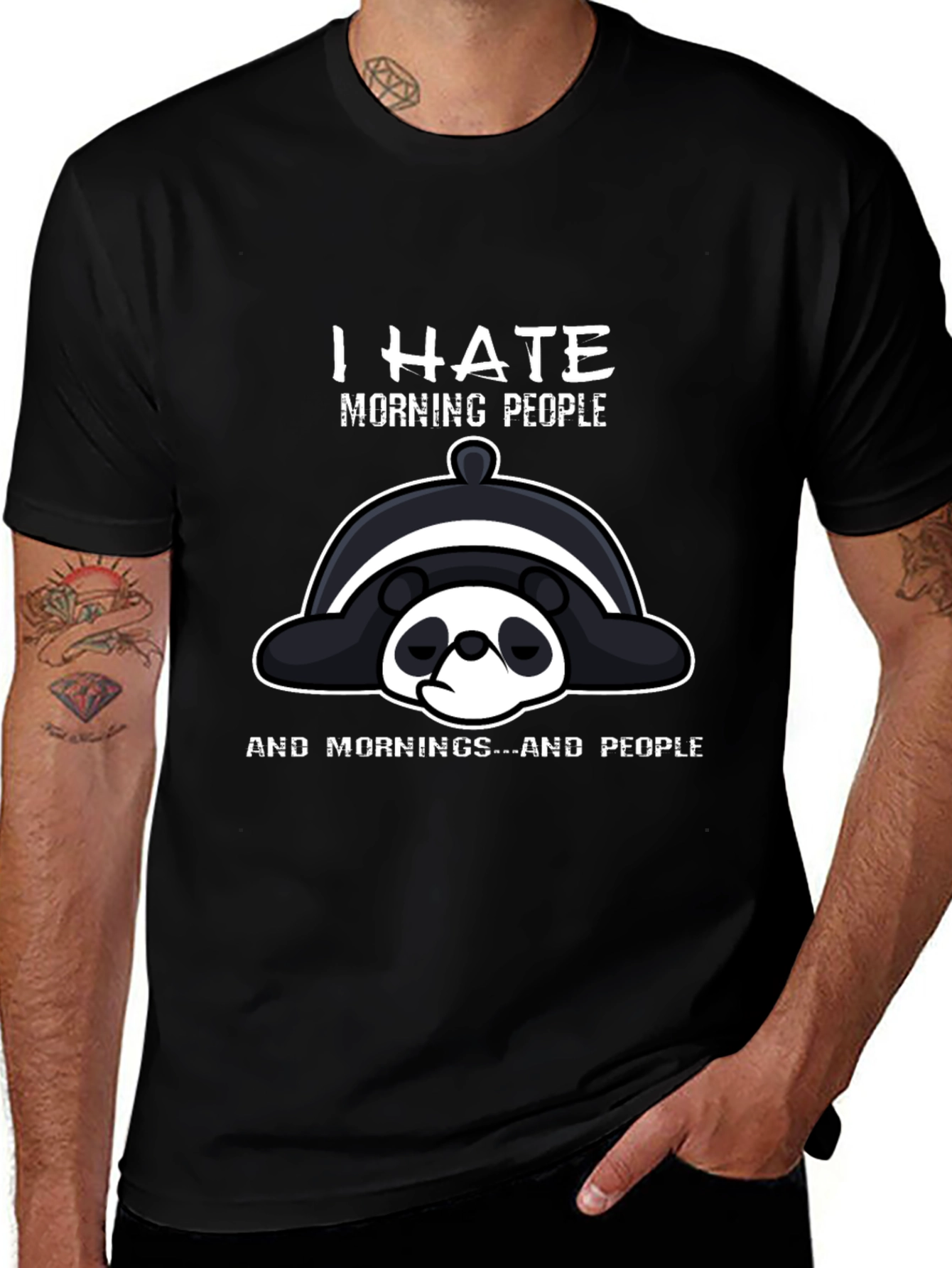I Hate Morning People Panda Graphic T-Shirt