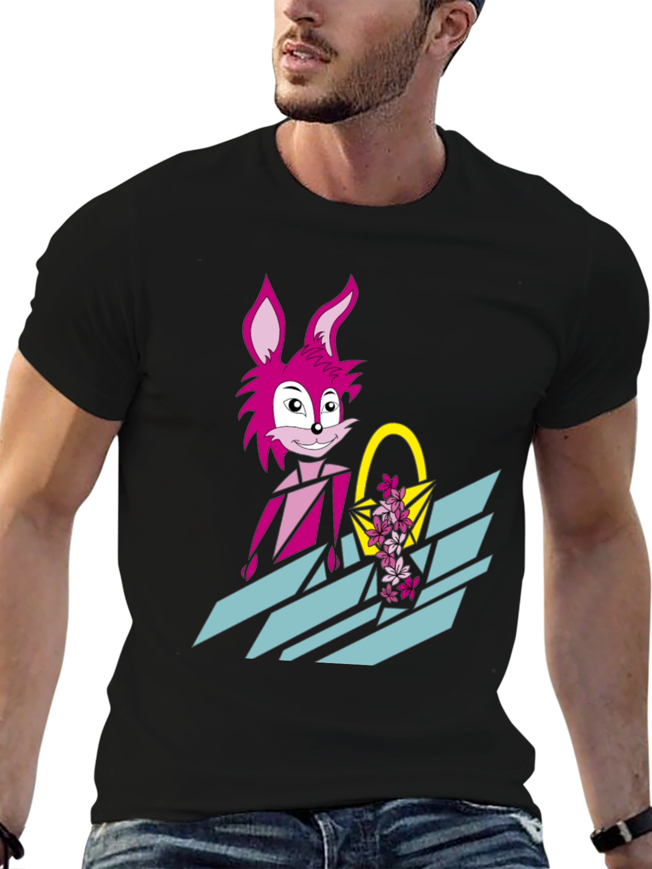 Pink Rabbit Graphic Tee - Trendy Easter T-Shirt