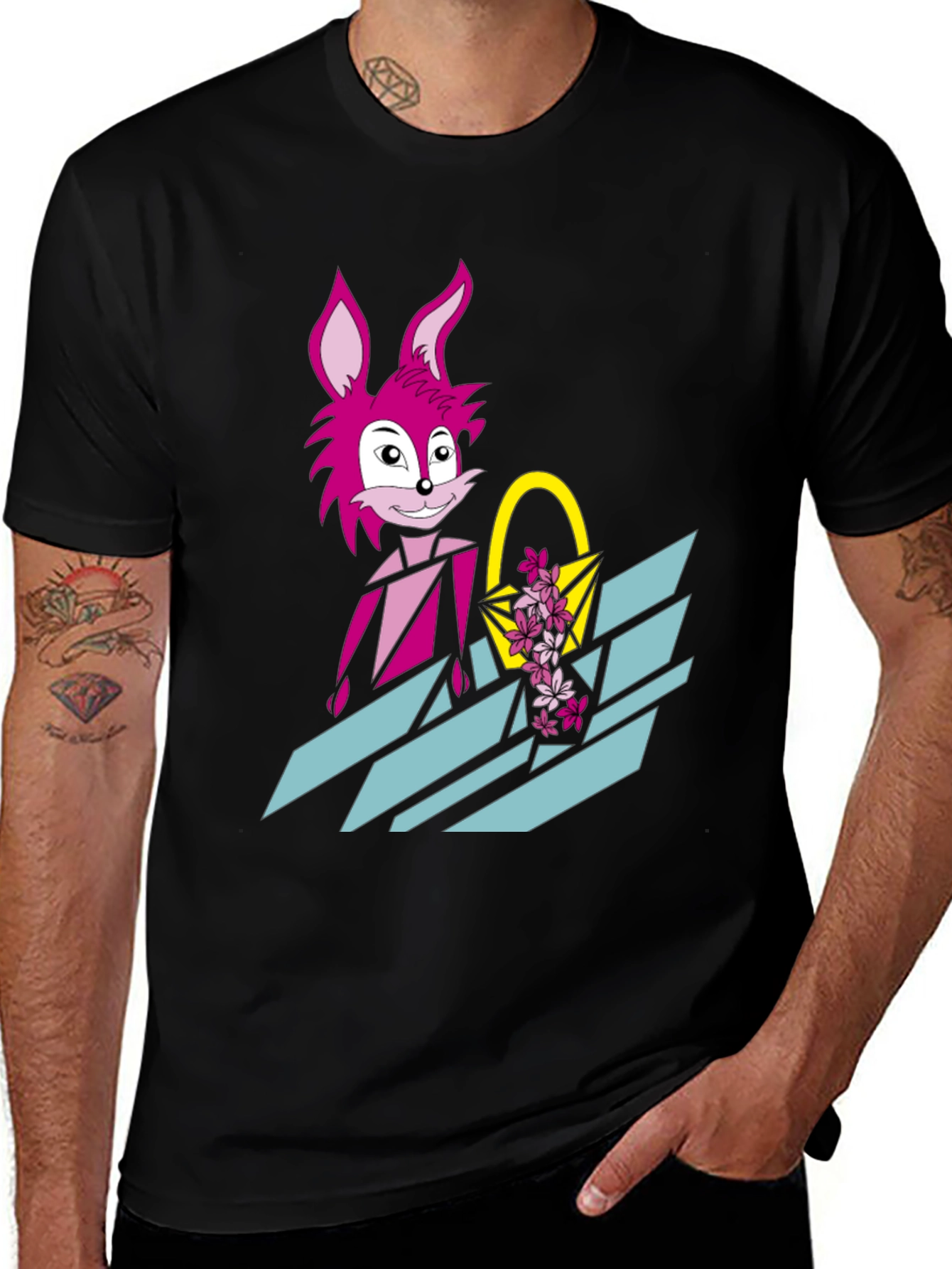 Pink Rabbit Graphic Tee - Trendy Easter T-Shirt