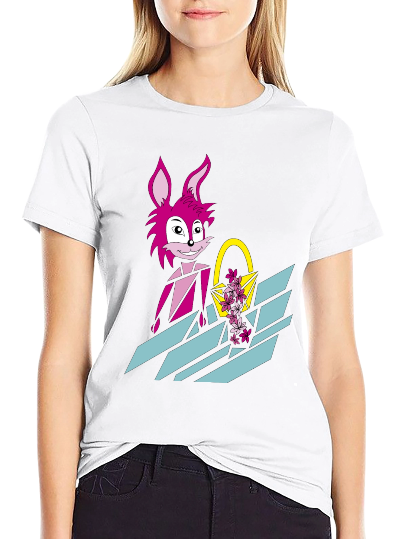 Pink Rabbit Graphic Tee - Trendy Easter T-Shirt