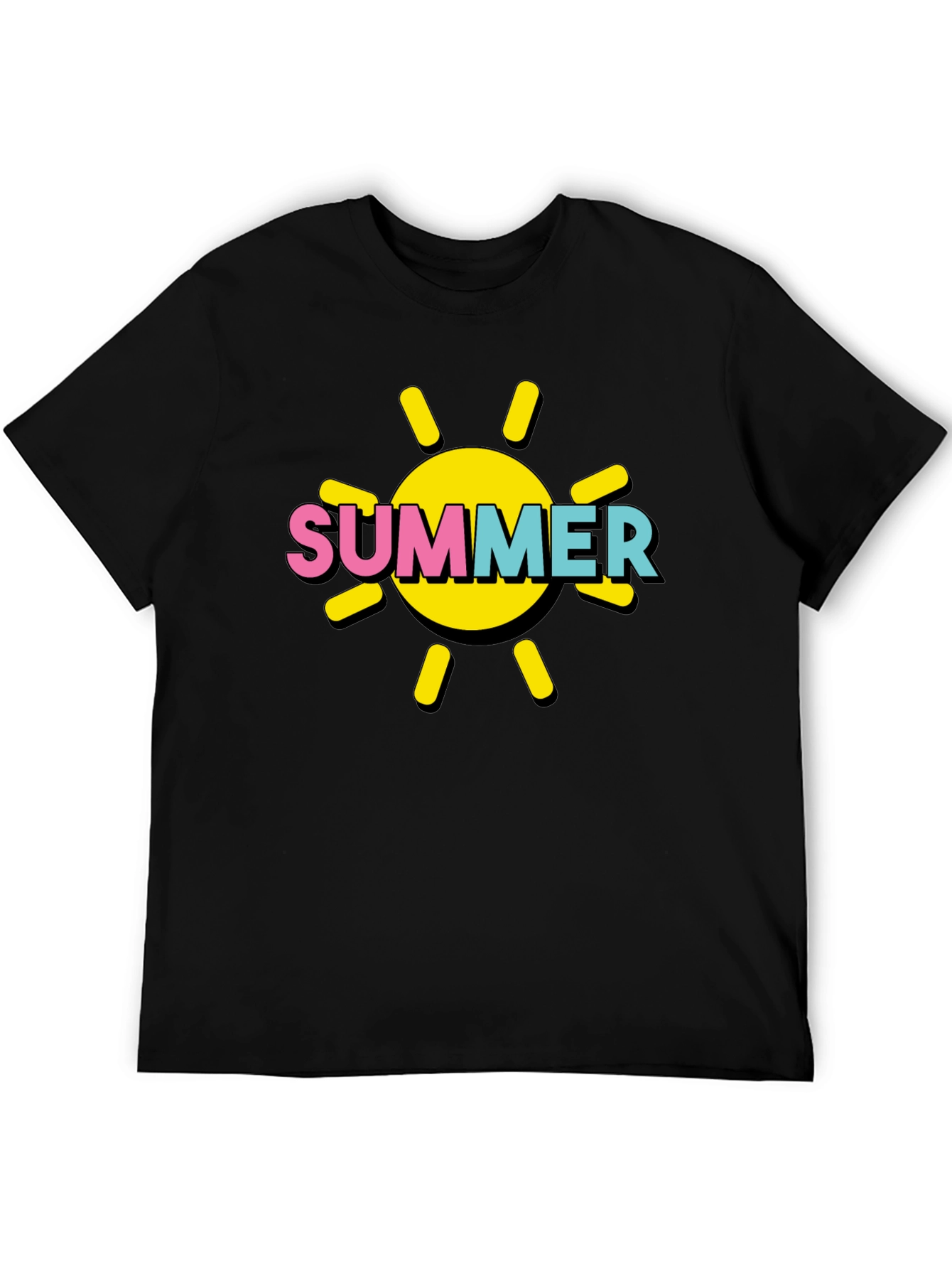 Summer Sun Graphic Tee - Black Cotton T-Shirt