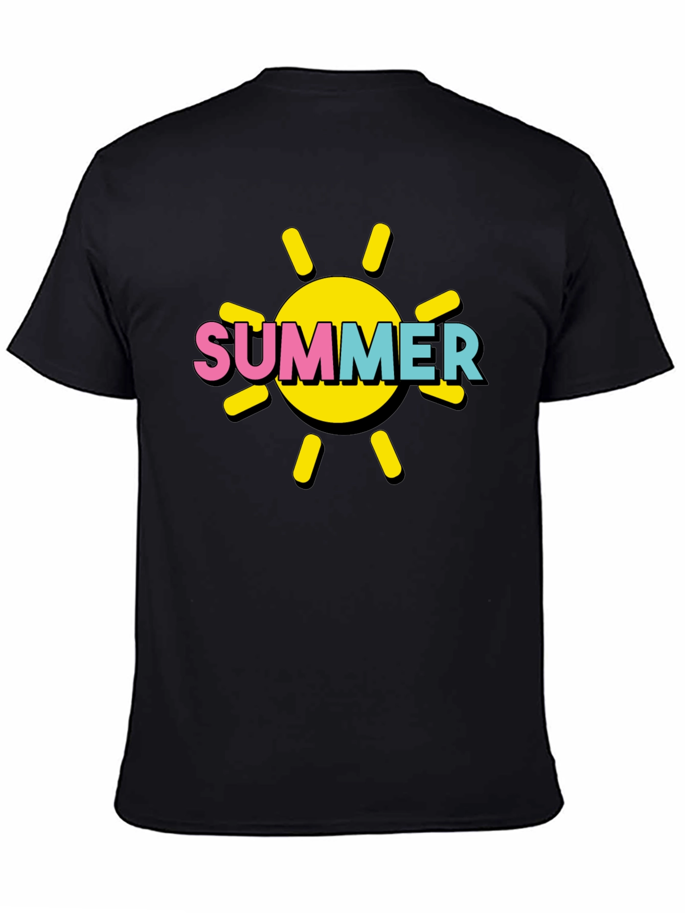 Summer Sun Graphic Tee - Black Cotton T-Shirt