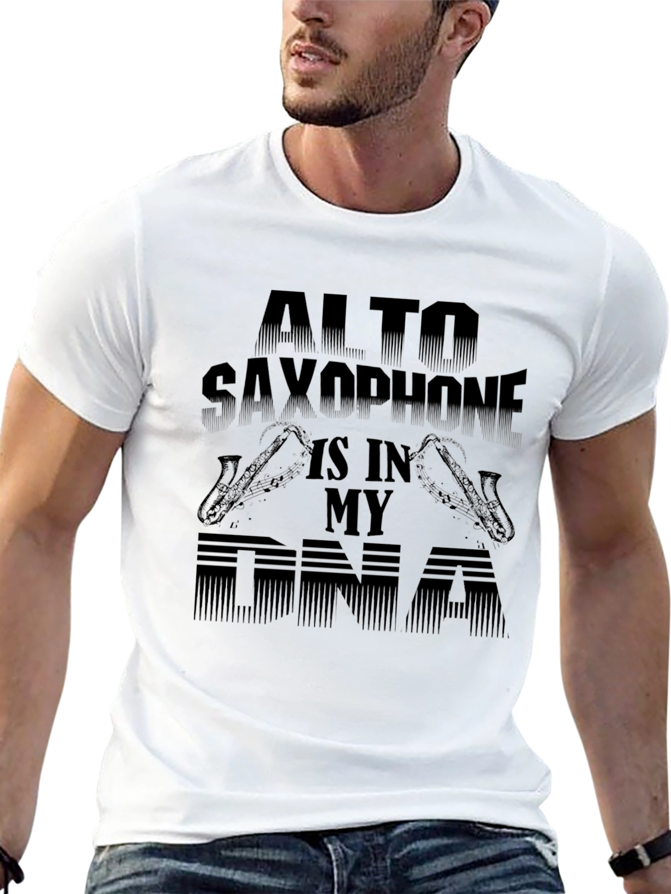 Alto Saxophone DNA Graphic Tee - Music Lovers T-Shirt