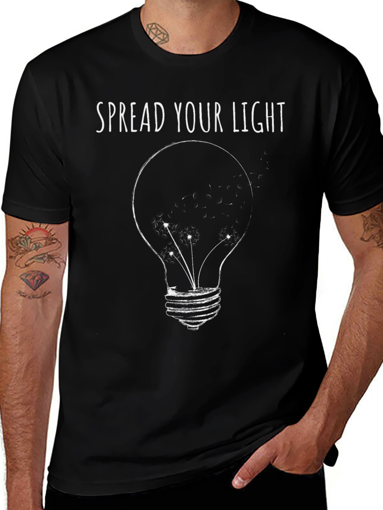Spread Your Light Graphic Tee - Stylish Black T-Shirt