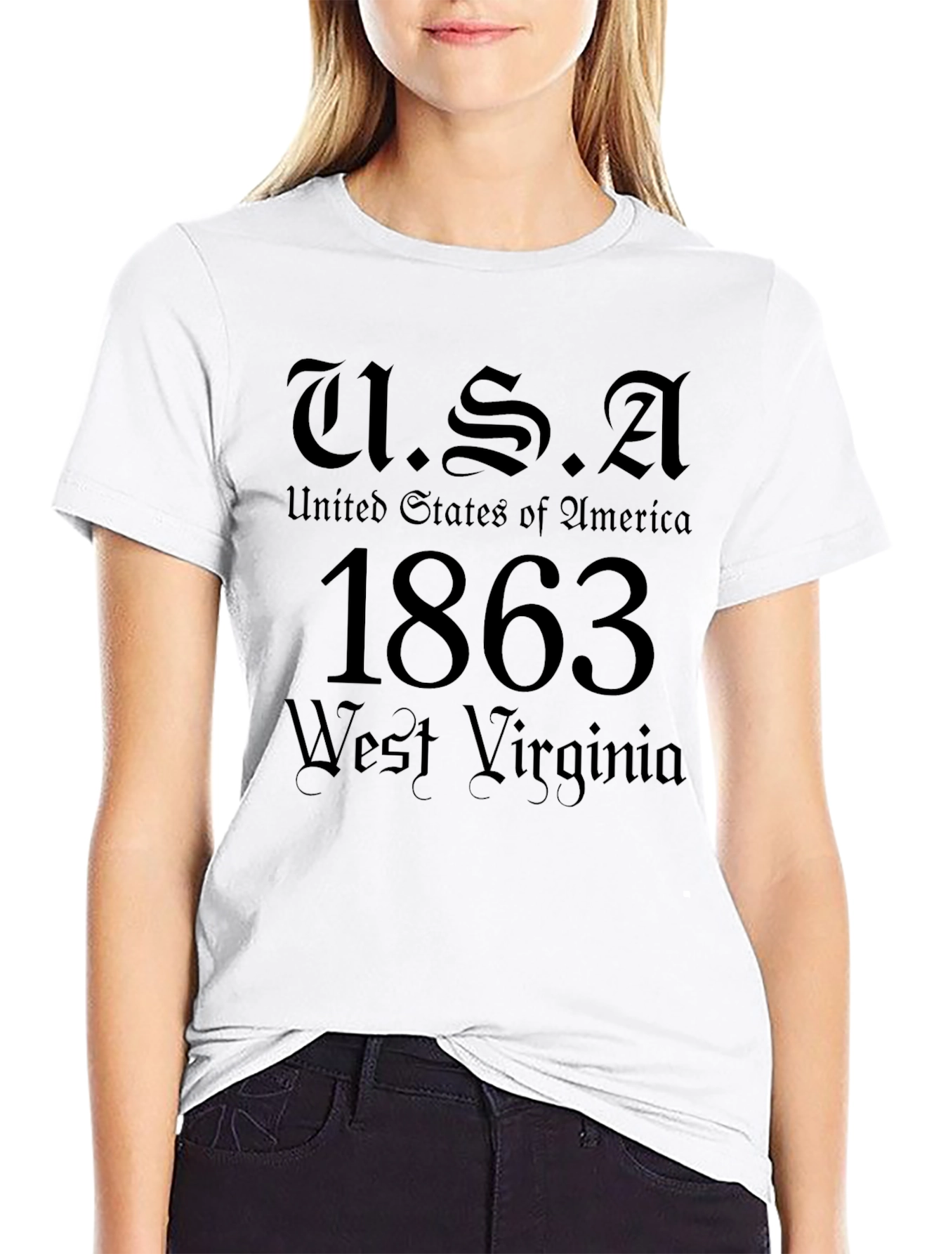 USA 1863 West Virginia Black Graphic T-Shirt