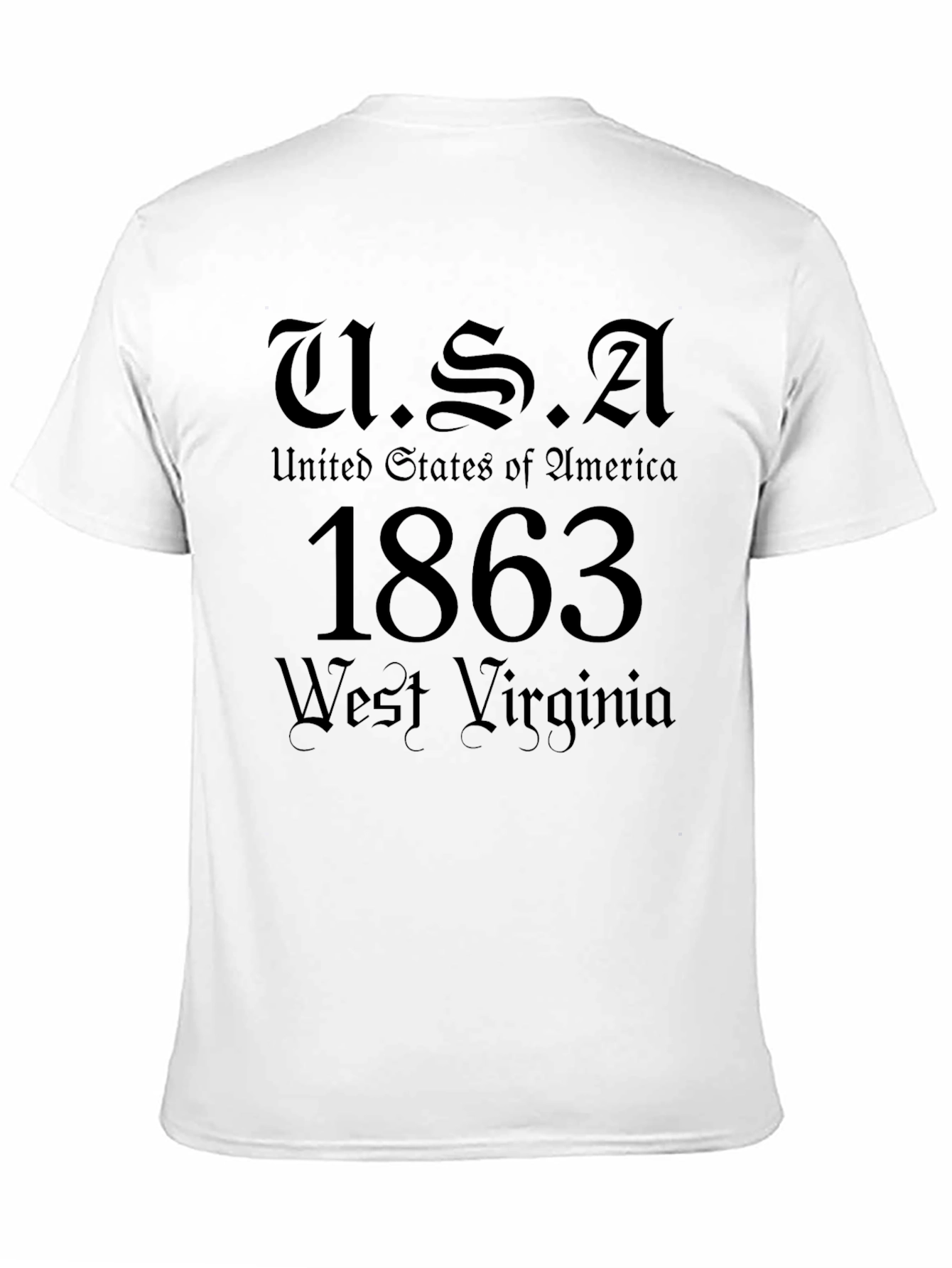 USA 1863 West Virginia Black Graphic T-Shirt