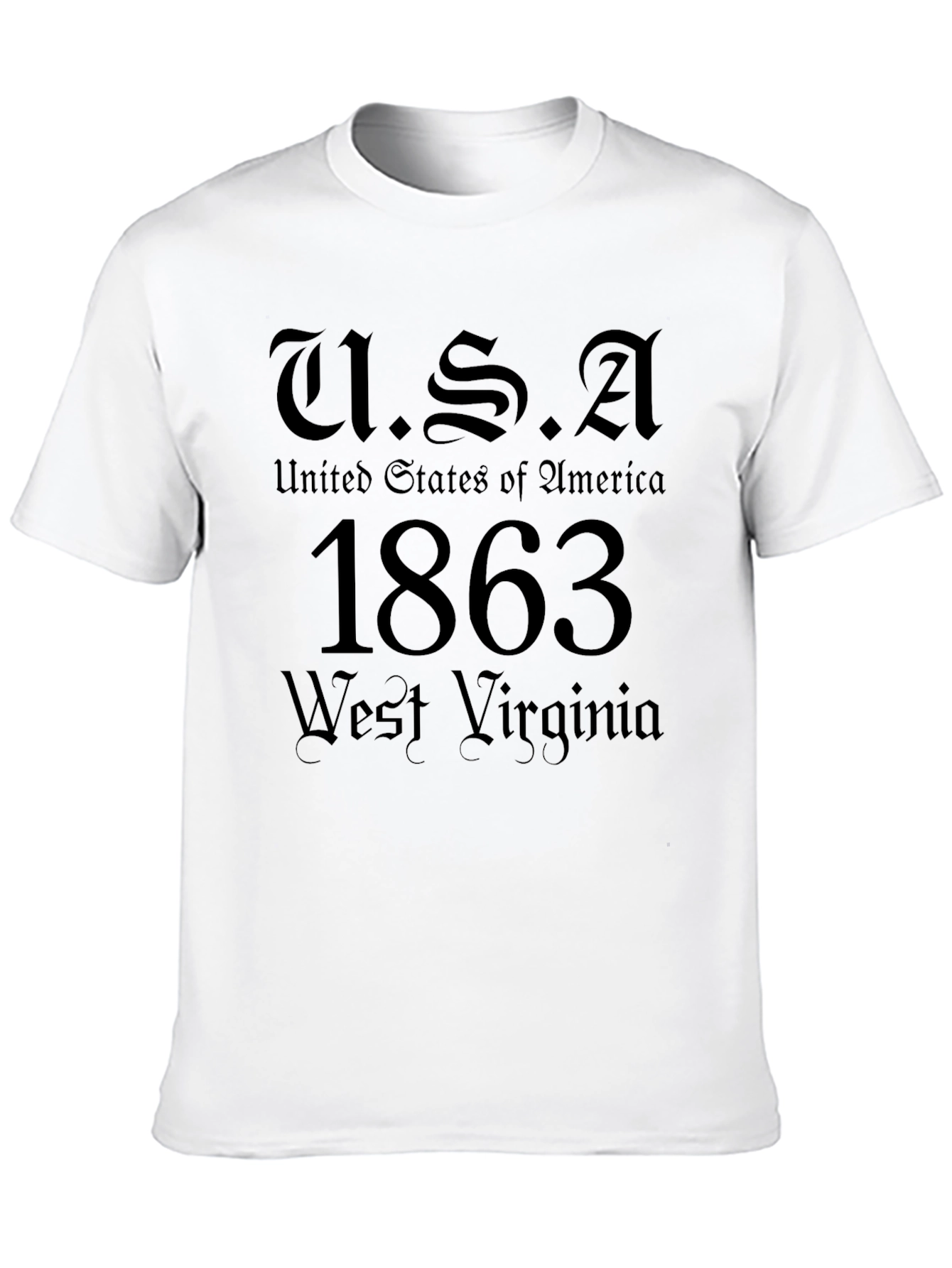 USA 1863 West Virginia Black Graphic T-Shirt