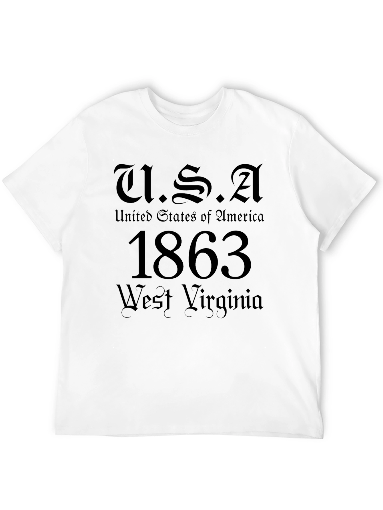 USA 1863 West Virginia Black Graphic T-Shirt