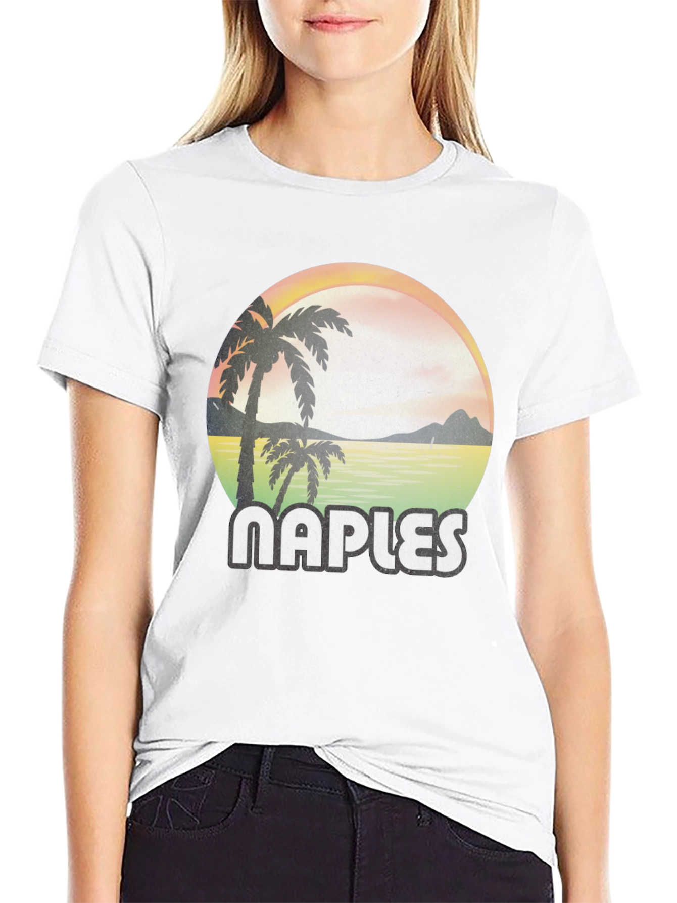 Naples Retro Sunset Palm Tree T-Shirt