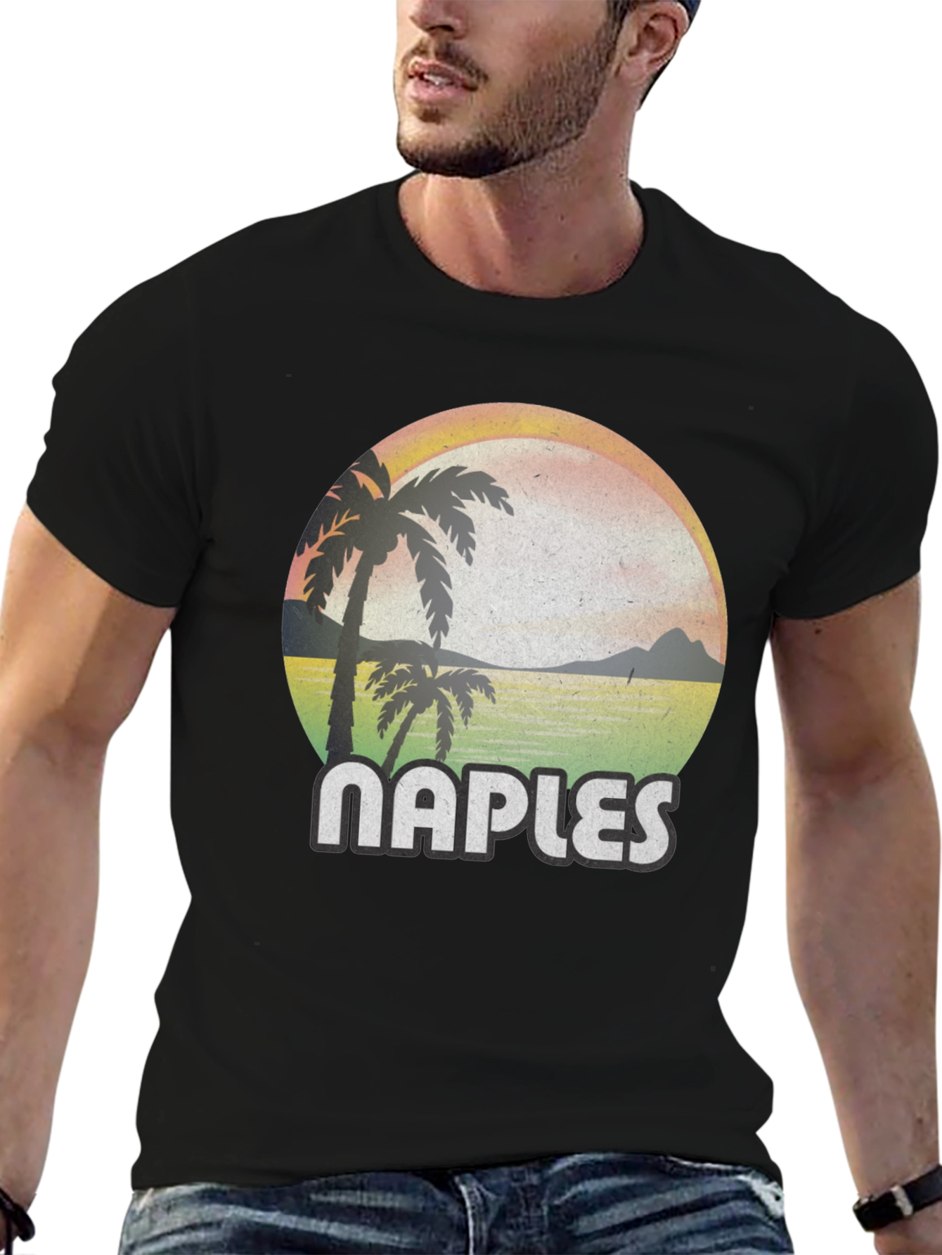 Naples Retro Sunset Palm Tree T-Shirt
