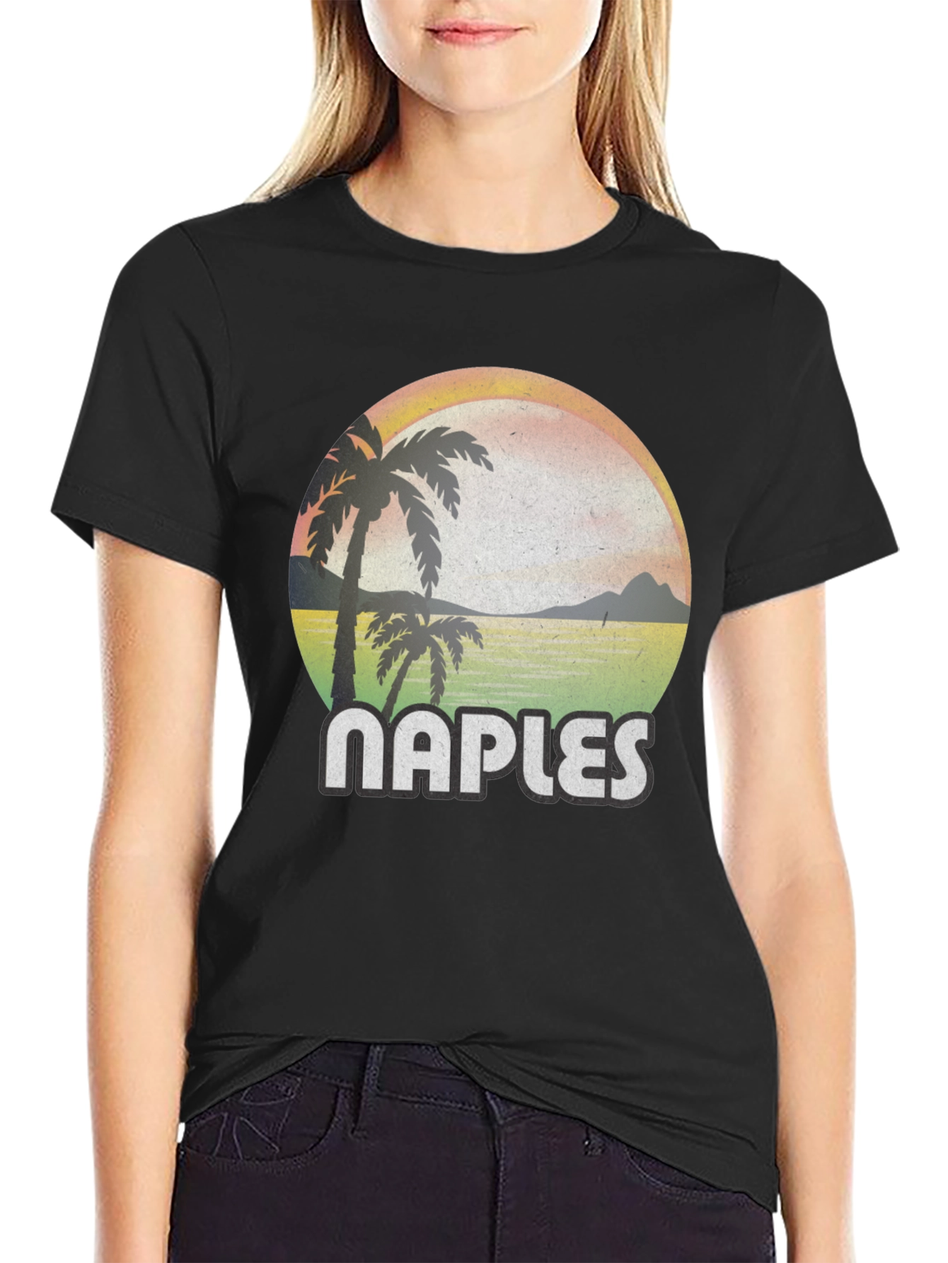 Naples Retro Sunset Palm Tree T-Shirt