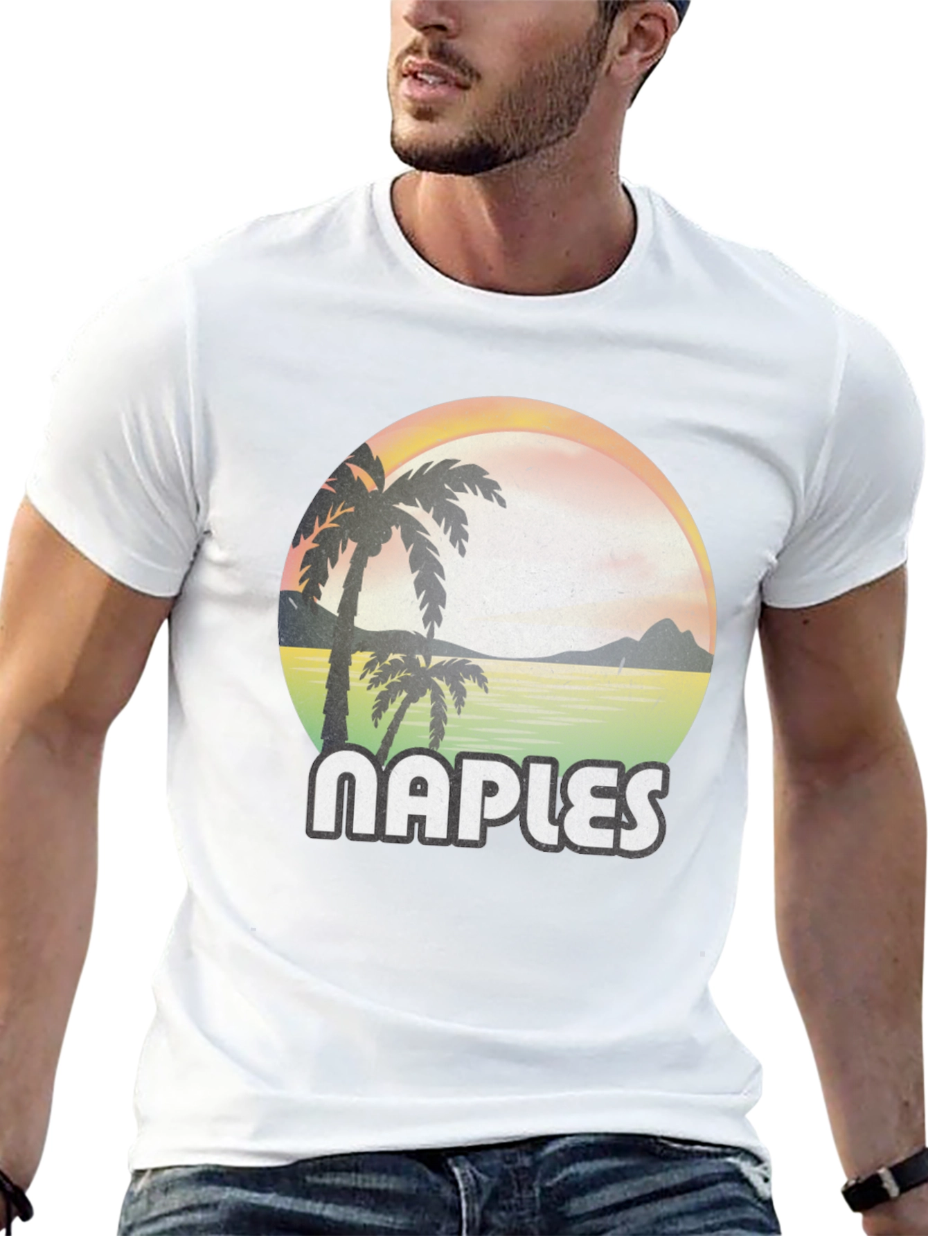 Naples Retro Sunset Palm Tree T-Shirt