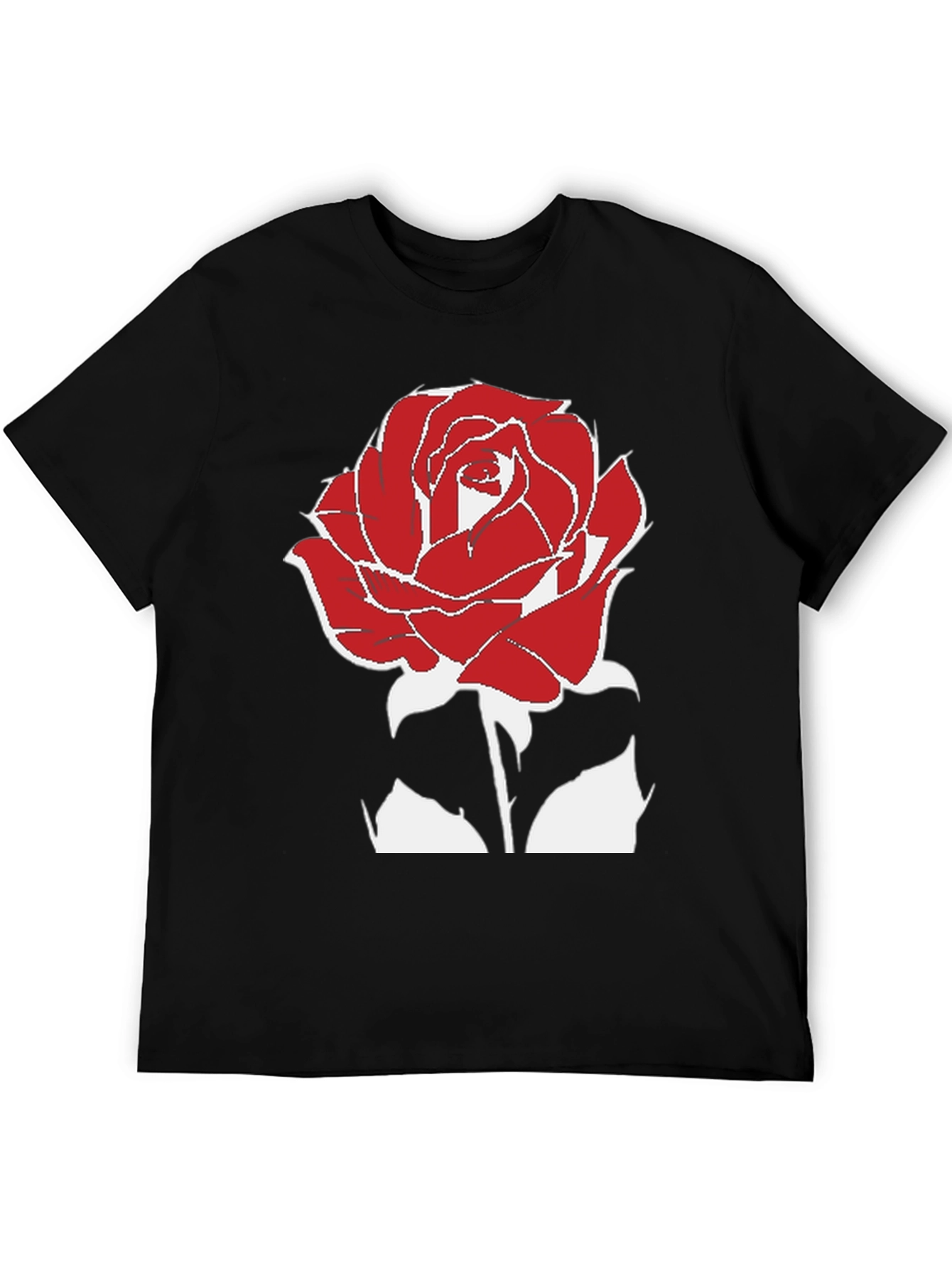 Red Rose Graphic Tee - Stylish Black T-Shirt
