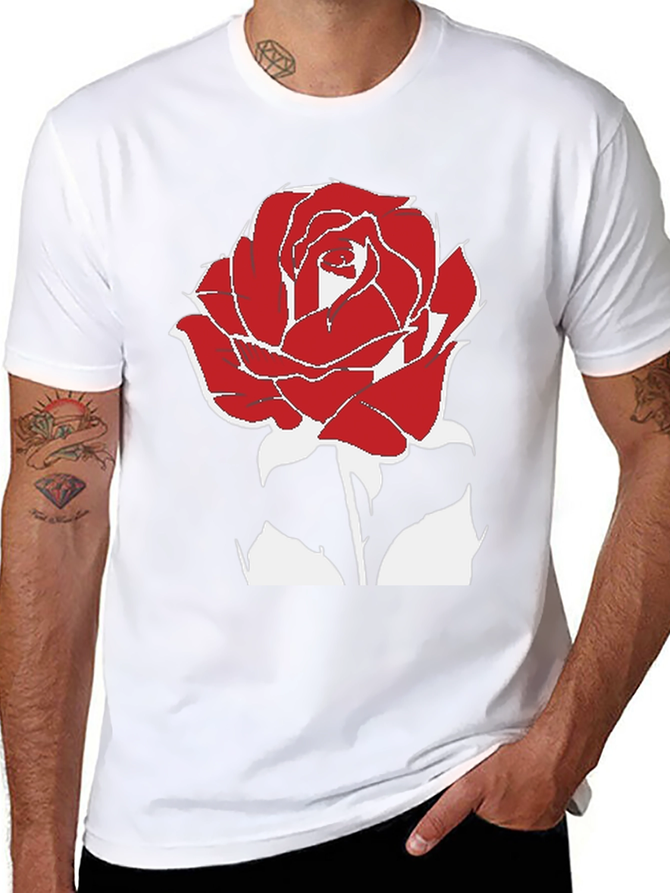 Red Rose Graphic Tee - Stylish Black T-Shirt