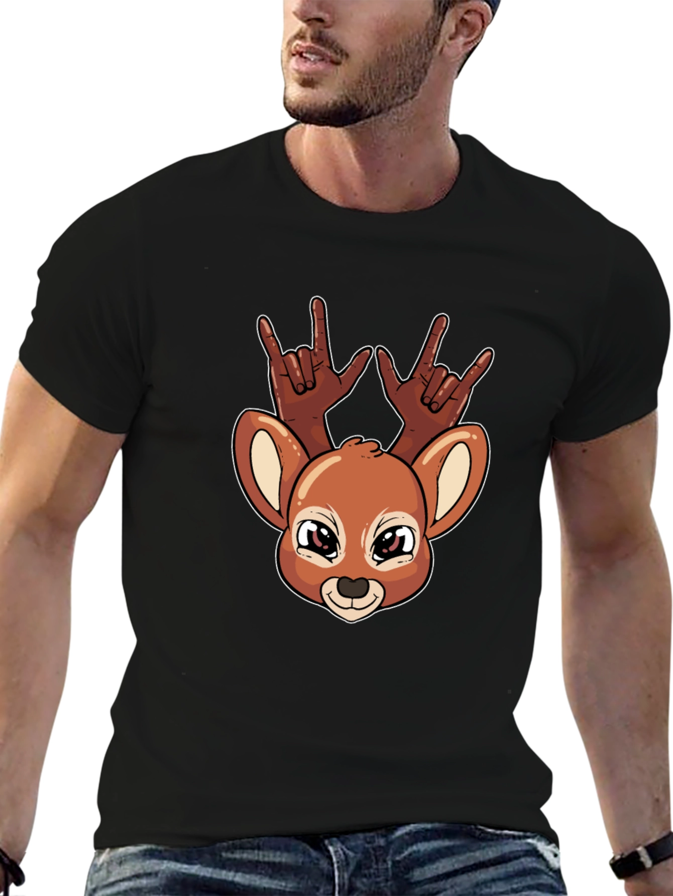 Deer Rock On Graphic T-Shirt