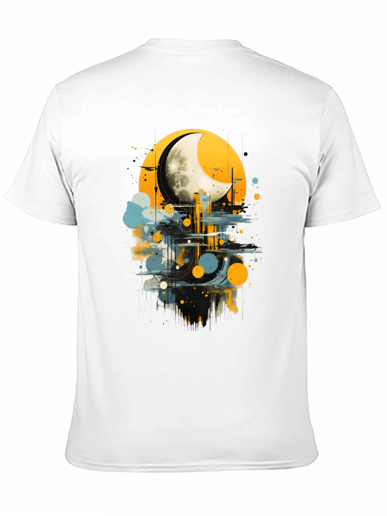 Moonlight Cityscape Graphic Tee - Modern Art Shirt