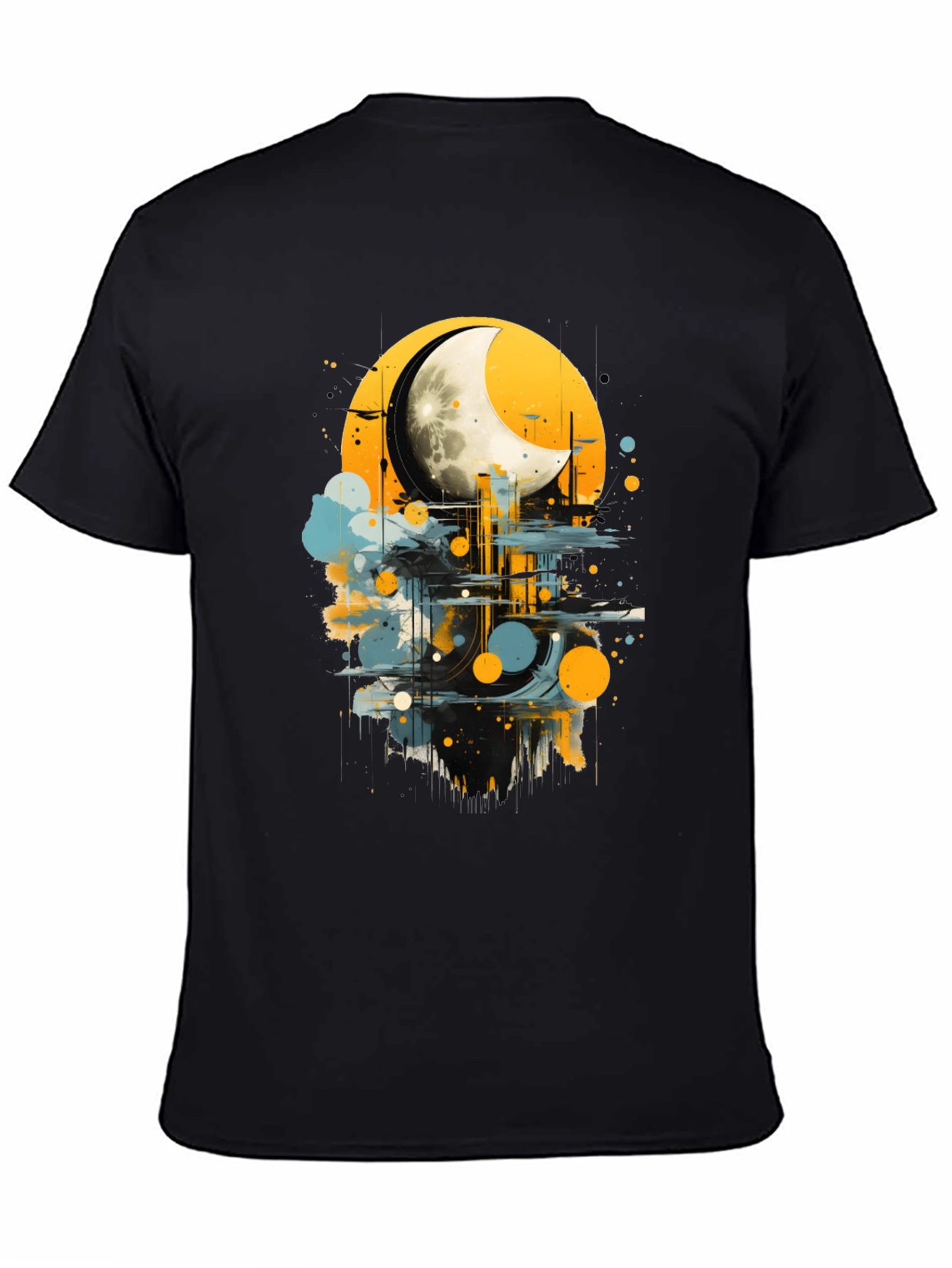 Moonlight Cityscape Graphic Tee - Modern Art Shirt