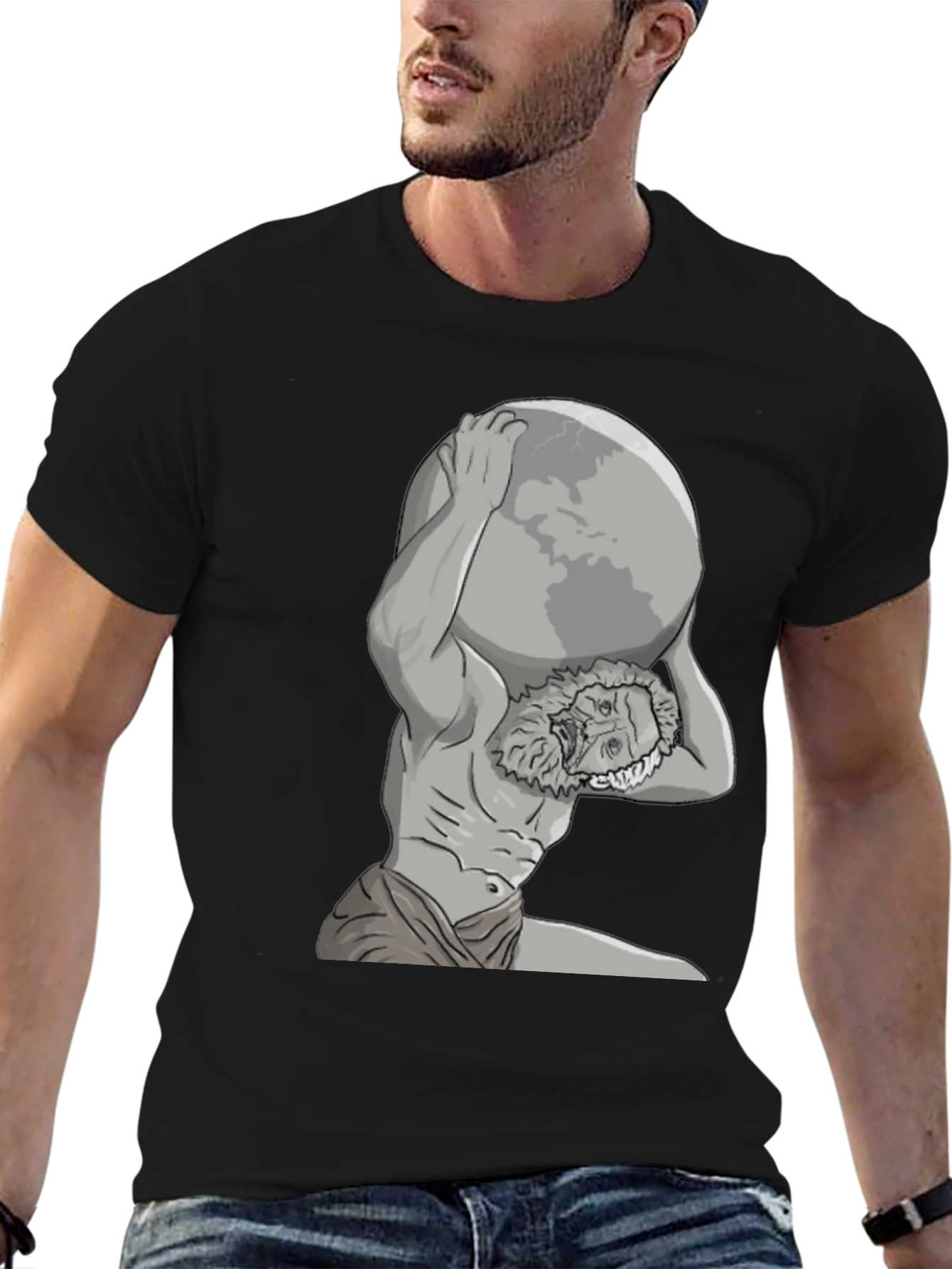 Atlas Globe T-Shirt - Black Graphic Tee