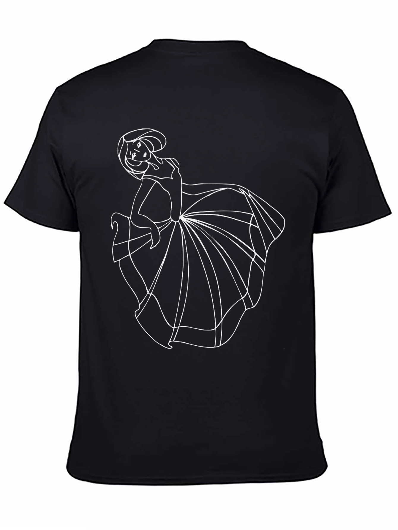 Elegant Black T-Shirt with White Princess Graphic