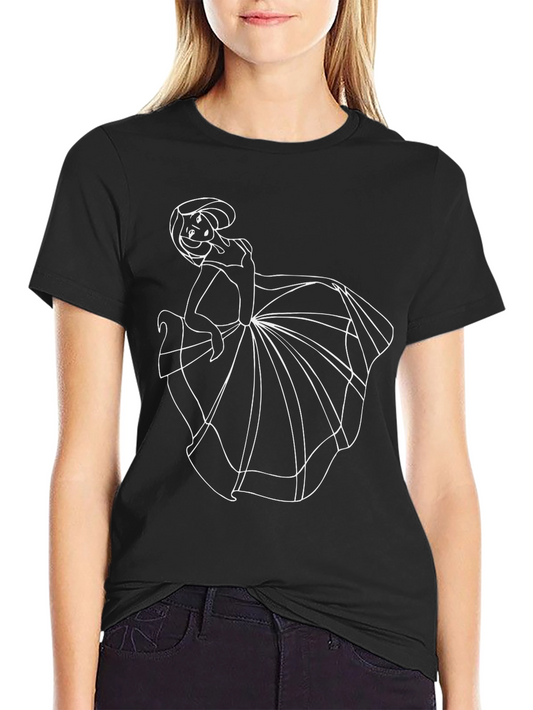 Elegant Black T-Shirt with White Princess Graphic