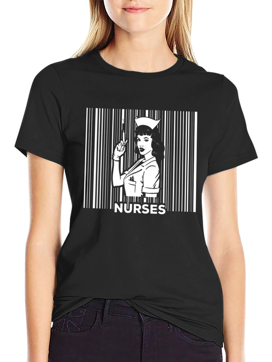 Nurses Barcode T-Shirt - Black Graphic Tee