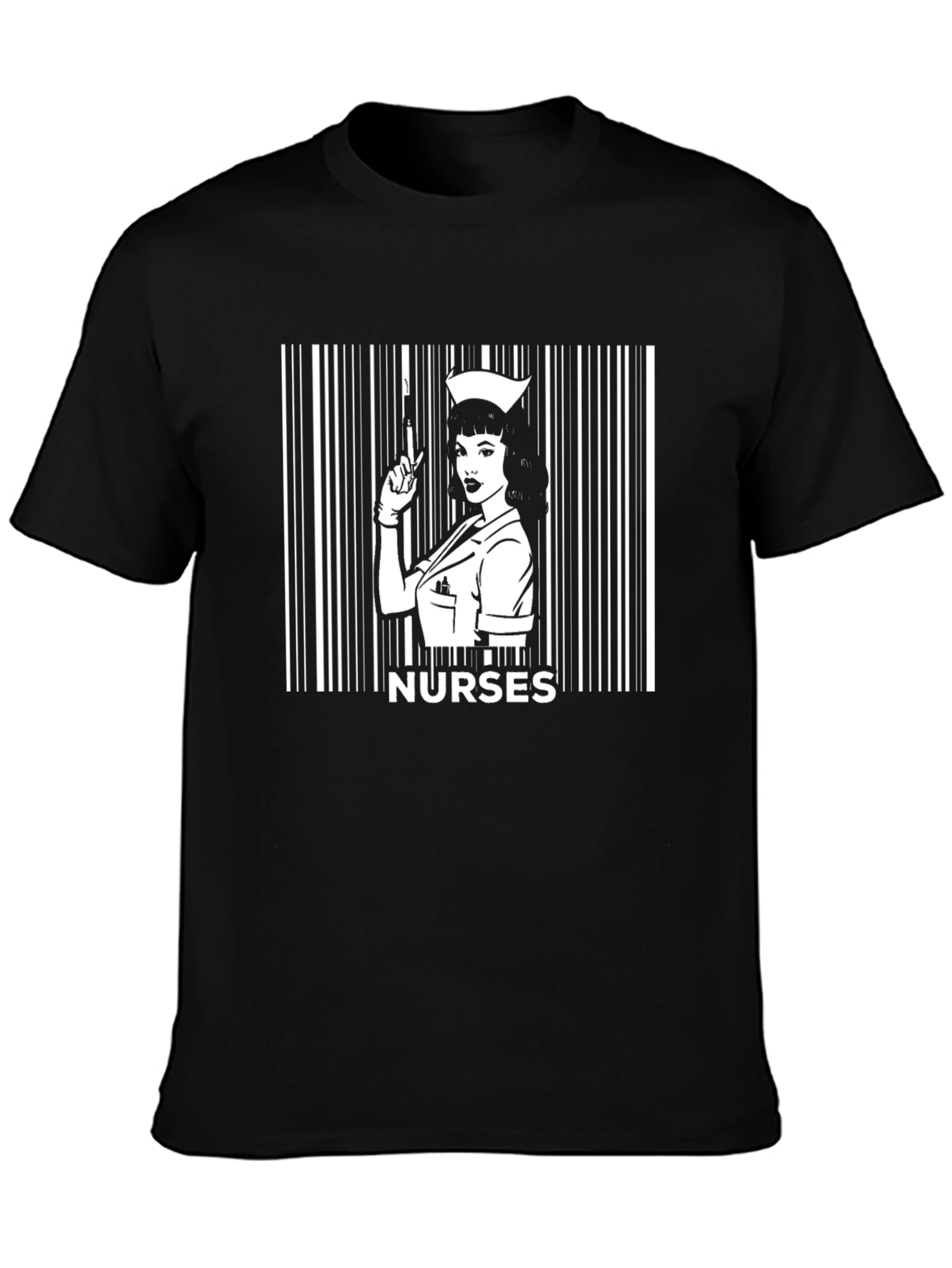 Nurses Barcode T-Shirt - Black Graphic Tee