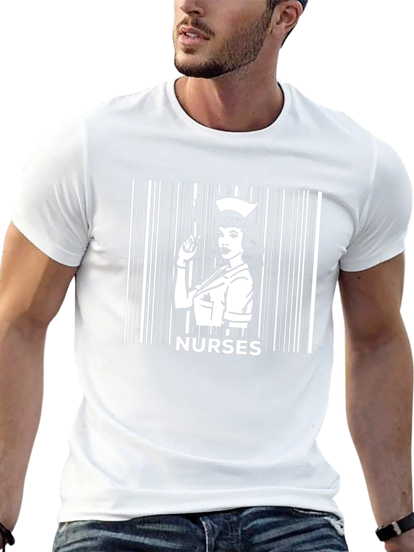 Nurses Barcode T-Shirt - Black Graphic Tee