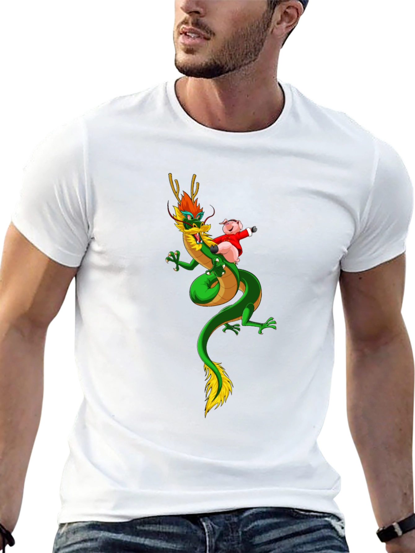 Dragon & Pig Funny Graphic T-Shirt