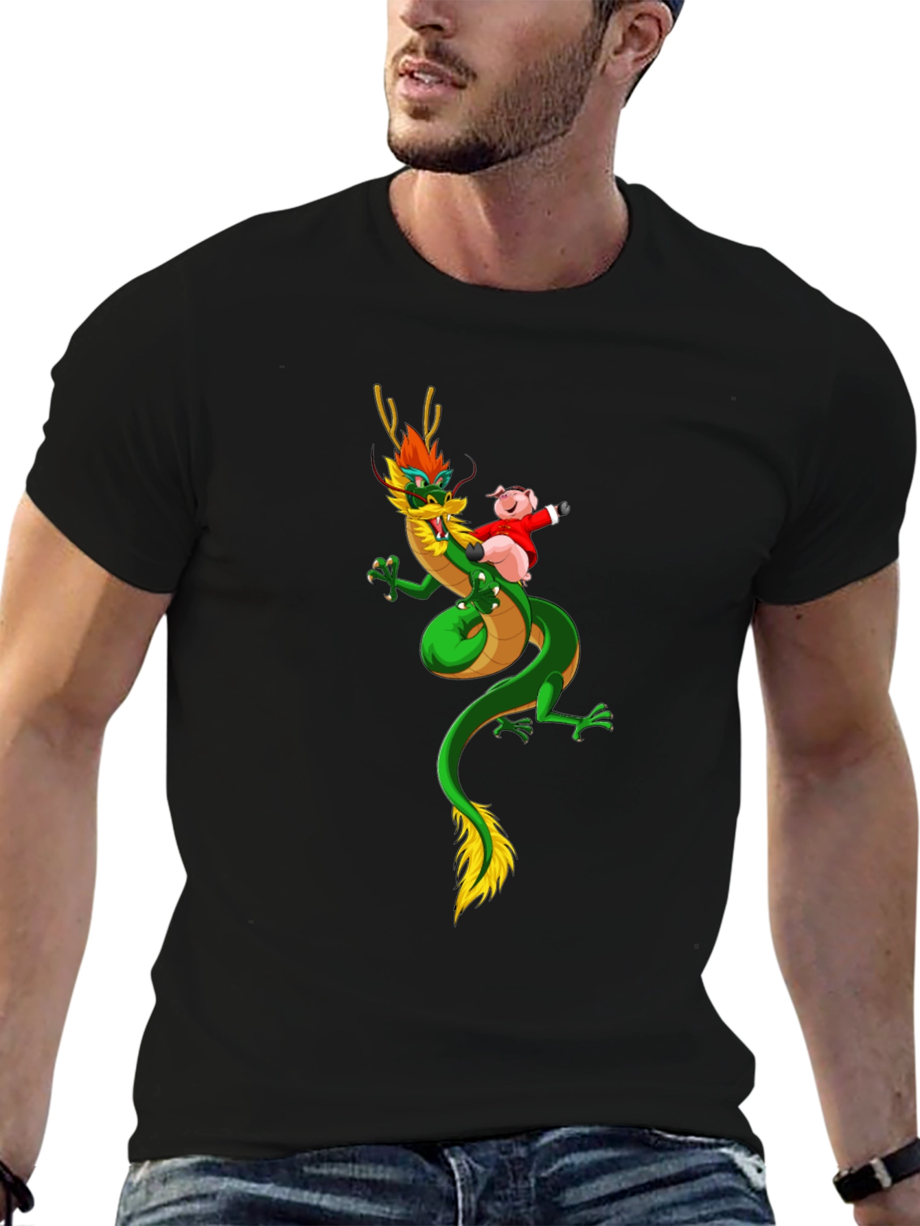 Dragon & Pig Funny Graphic T-Shirt
