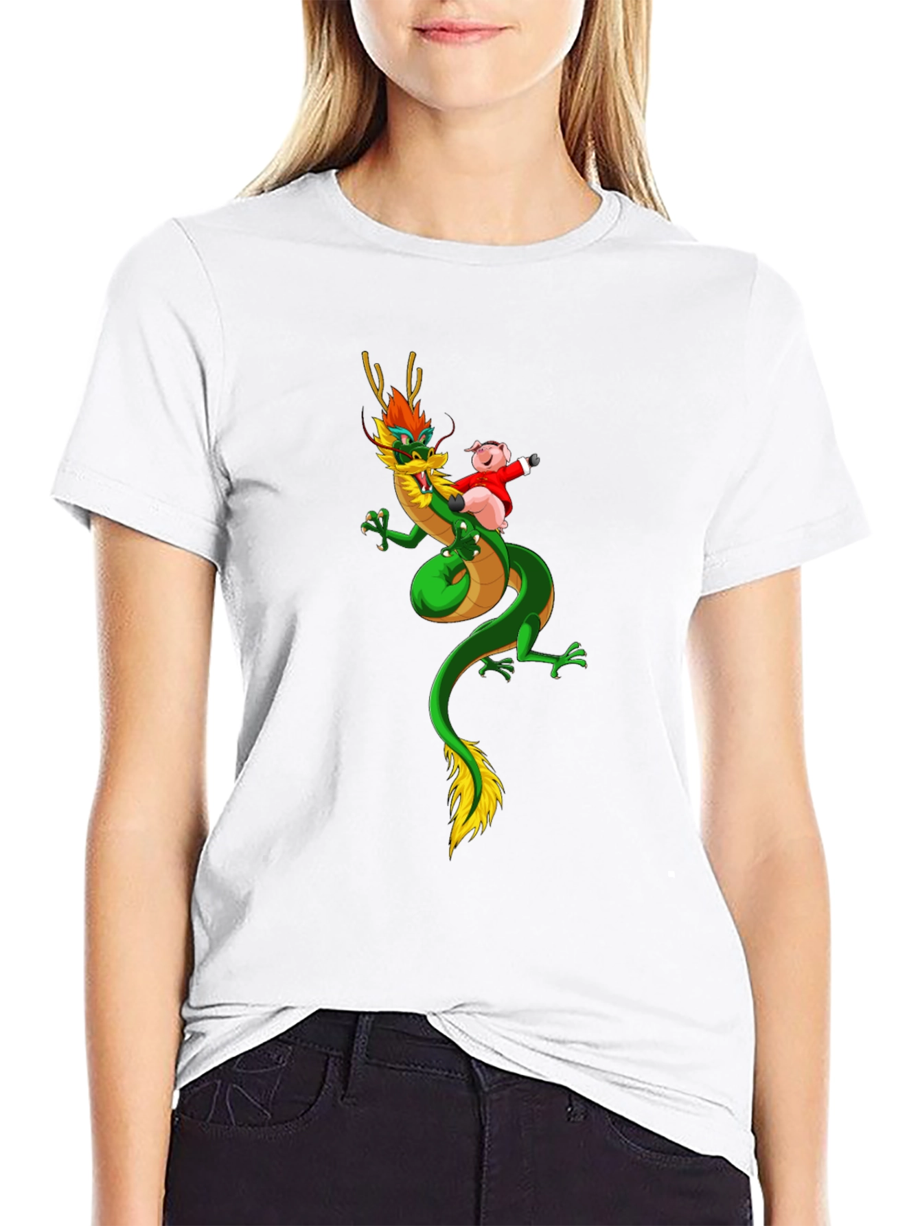 Dragon & Pig Funny Graphic T-Shirt