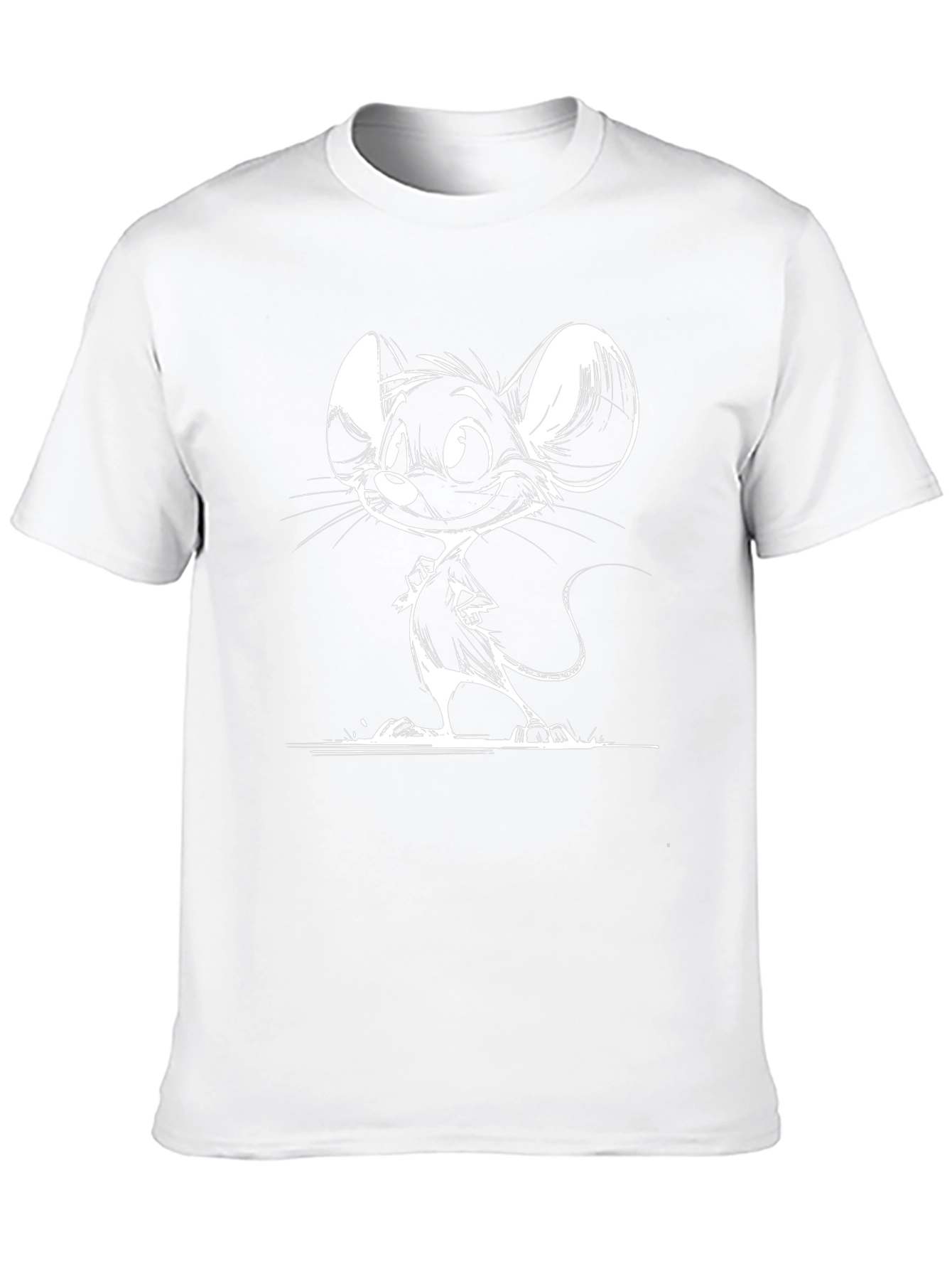 Cartoon Mouse Graphic Tee - Black Cotton Shirt