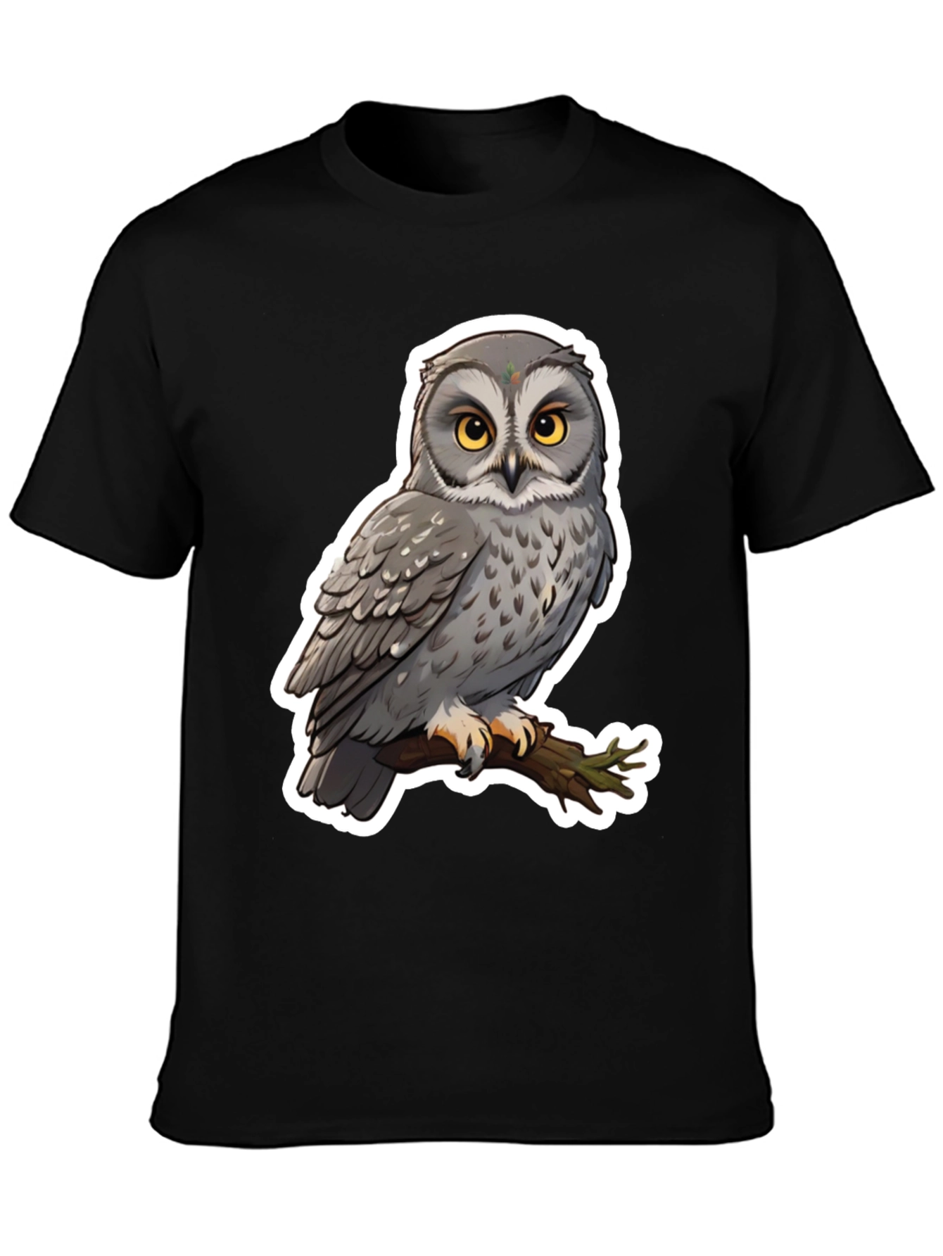 Owl Graphic Print Black T-Shirt